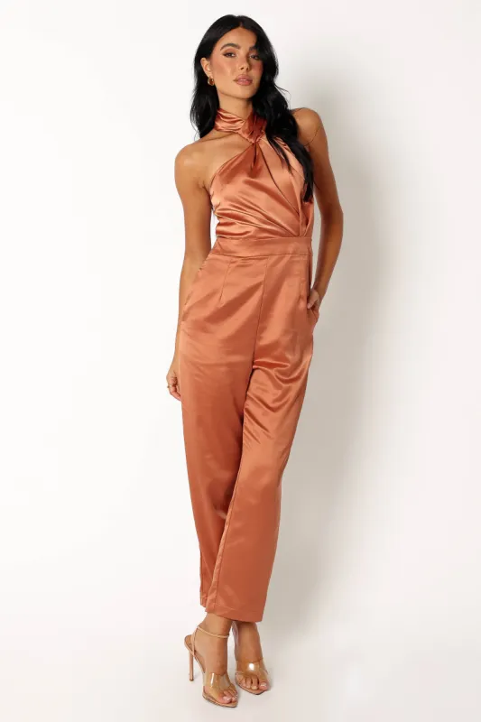 Maya Halter Jumpsuit - Brown sold by Petal & Pup
