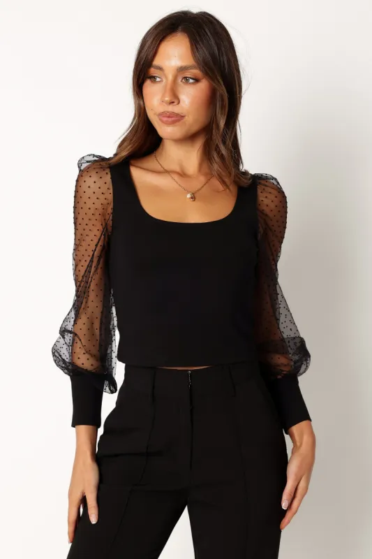 Wesson Sheer Sleeve Top - Black sold by Petal & Pup