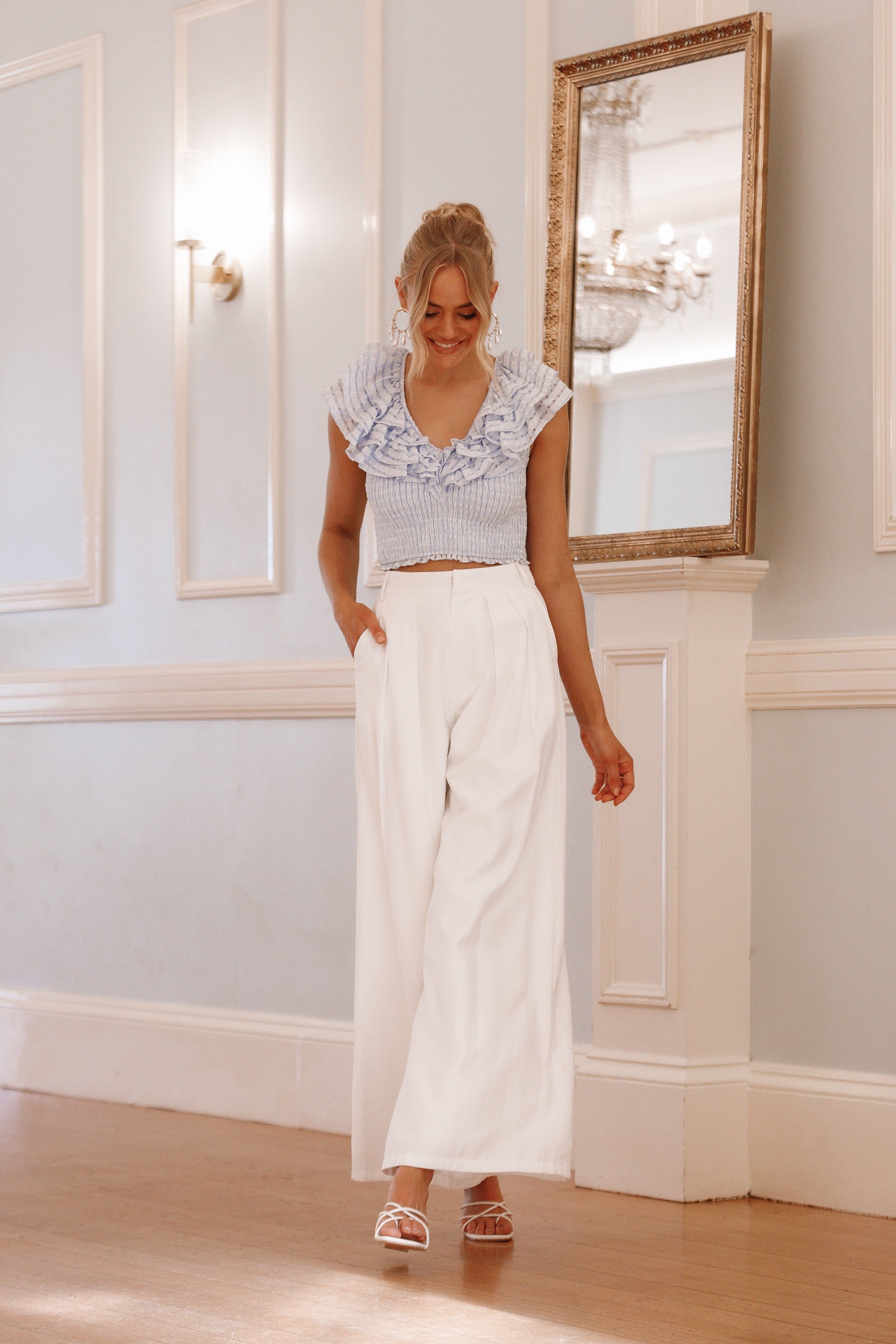 Alexa Pant - White sold by Petal & Pup