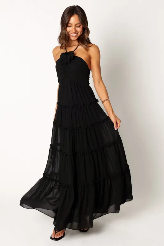 Dottie Halterneck Maxi Dress - Black sold by Petal & Pup