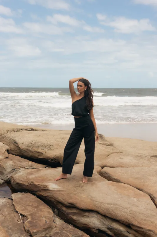Tori Linen Pant Set - Black sold by Petal & Pup