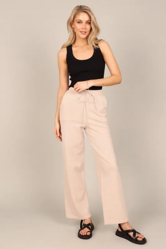 Penelope Knitted Wide Leg Lounge Pants - Taupe sold by Petal & Pup