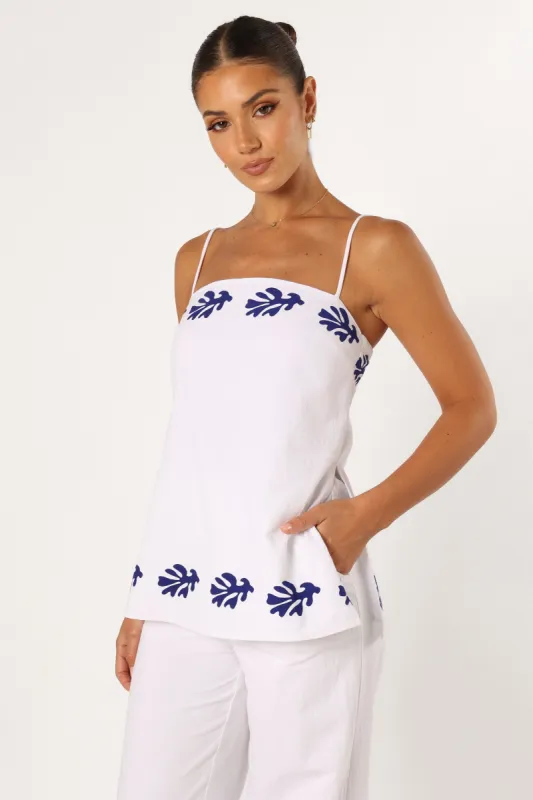 Amalia Top - White Blue sold by Petal & Pup