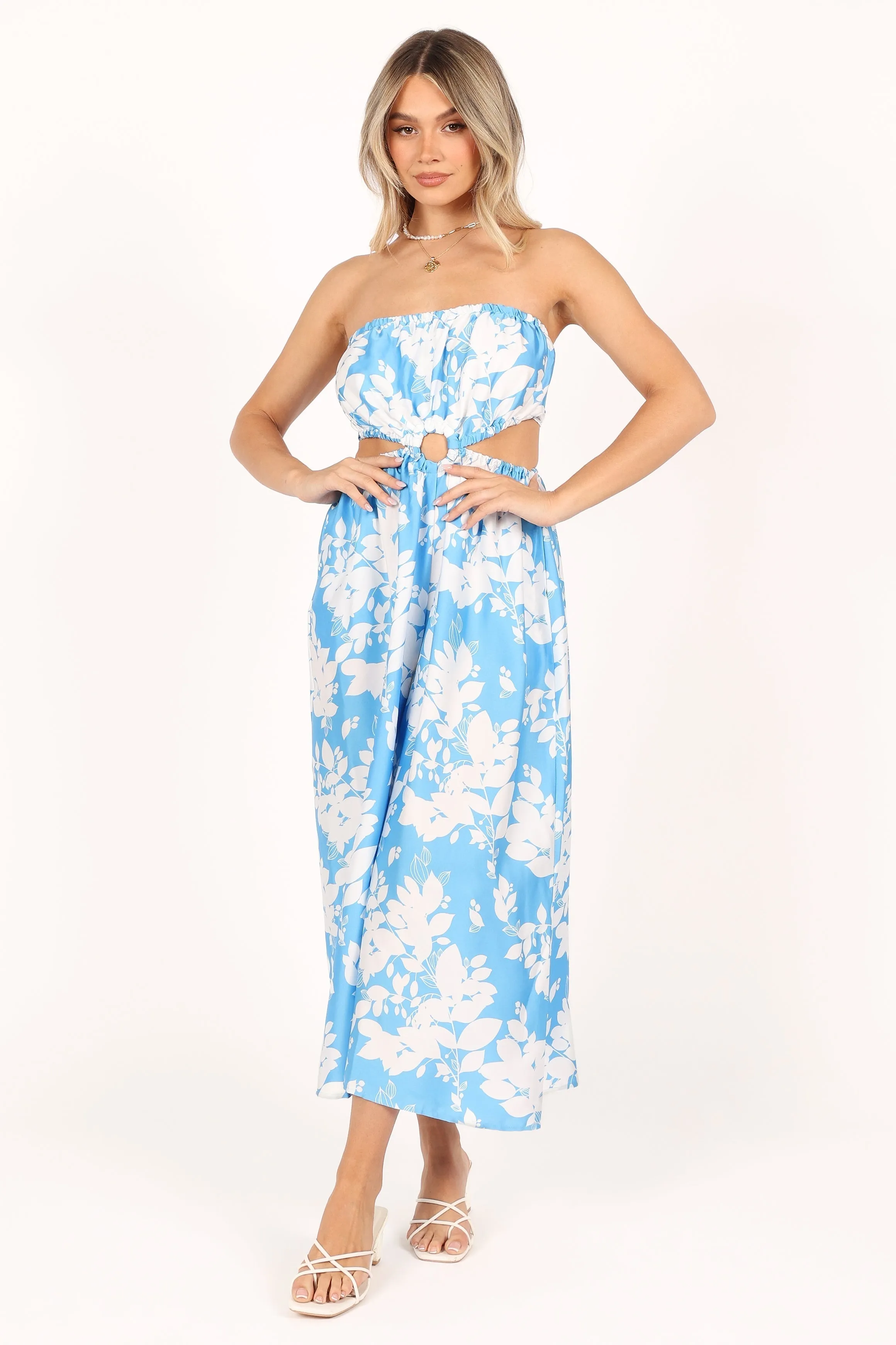 Elodie Tube Belted Jumpsuit - Blue/White sold by Petal & Pup product image thumbnail 4