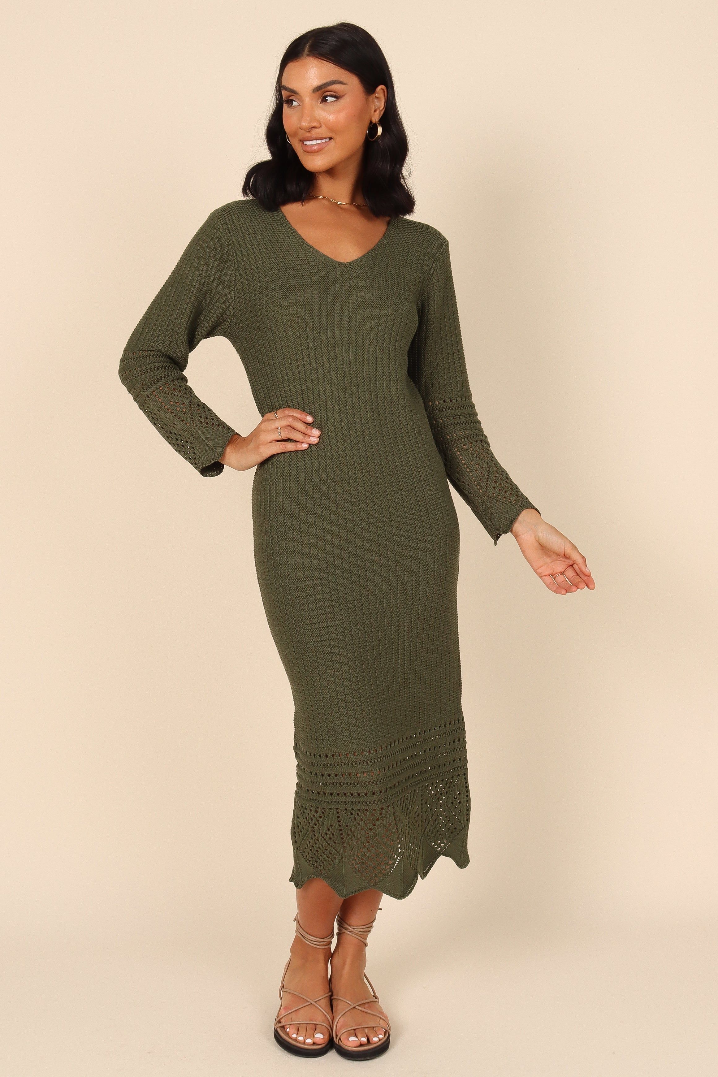 Maggie Crochet Midi Dress - Emerald sold by Petal & Pup product image thumbnail 3