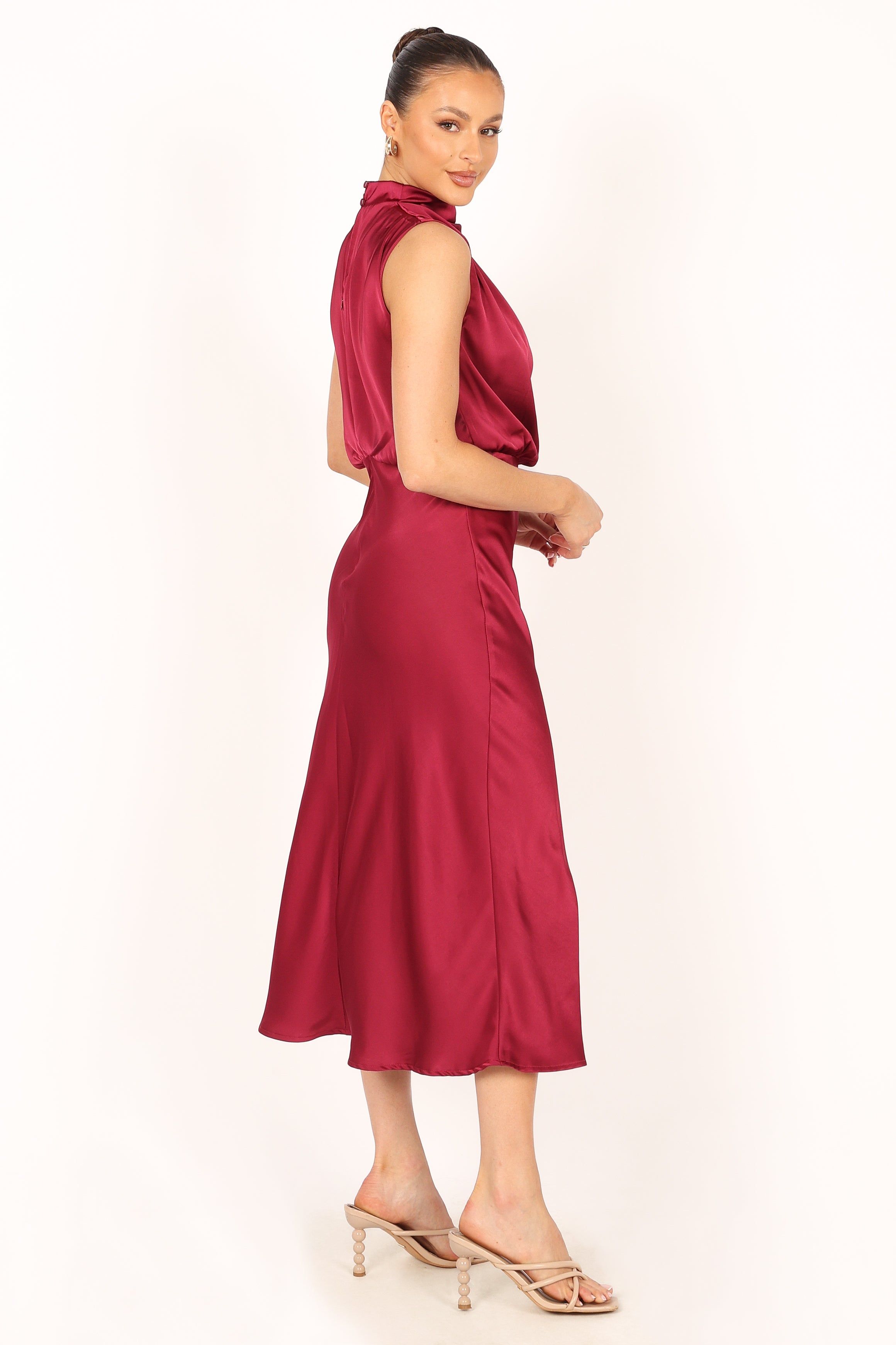 Anabelle Halter Neck Maxi Dress - Berry sold by Petal & Pup product image thumbnail 6