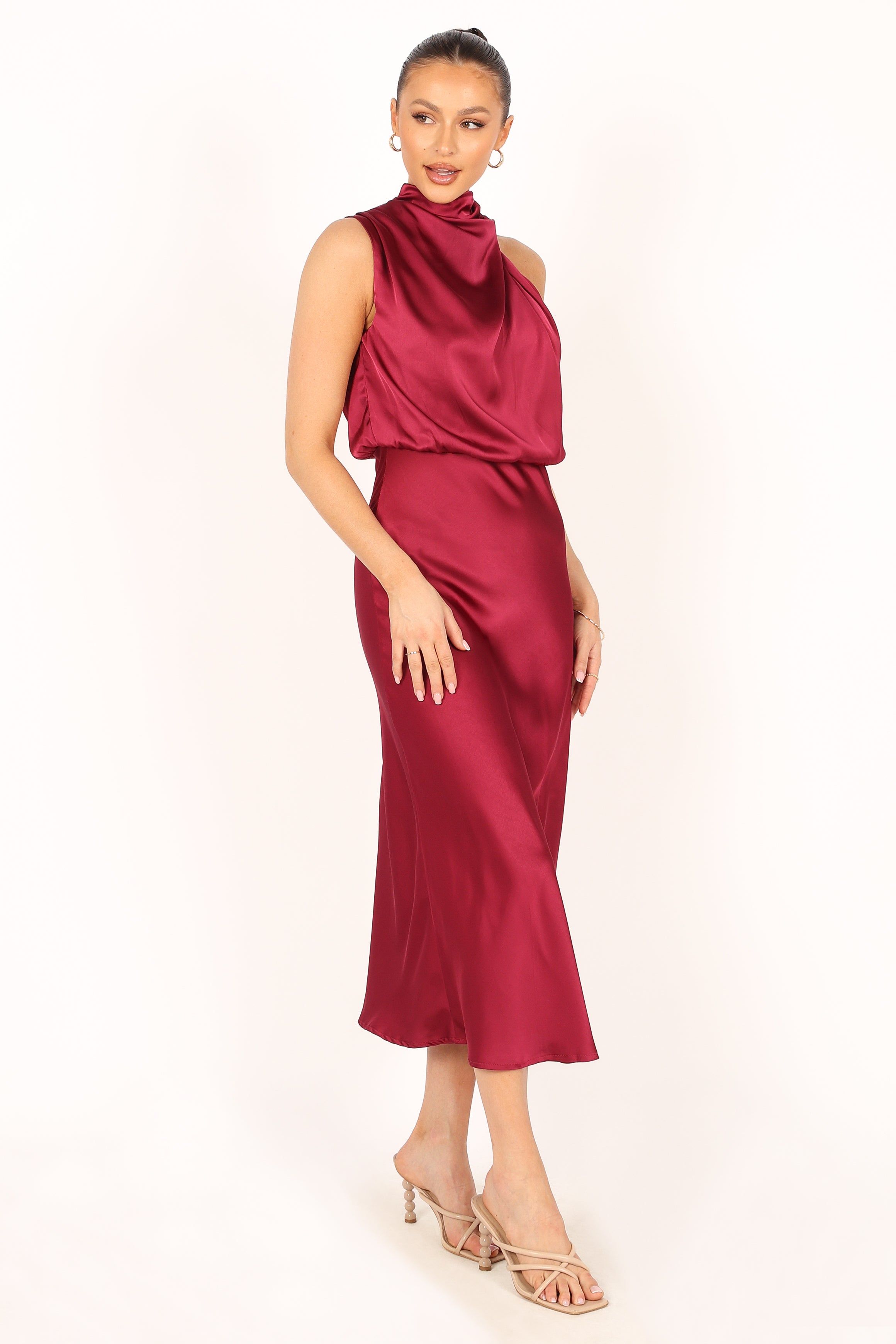 Anabelle Halter Neck Maxi Dress - Berry sold by Petal & Pup product image thumbnail 3