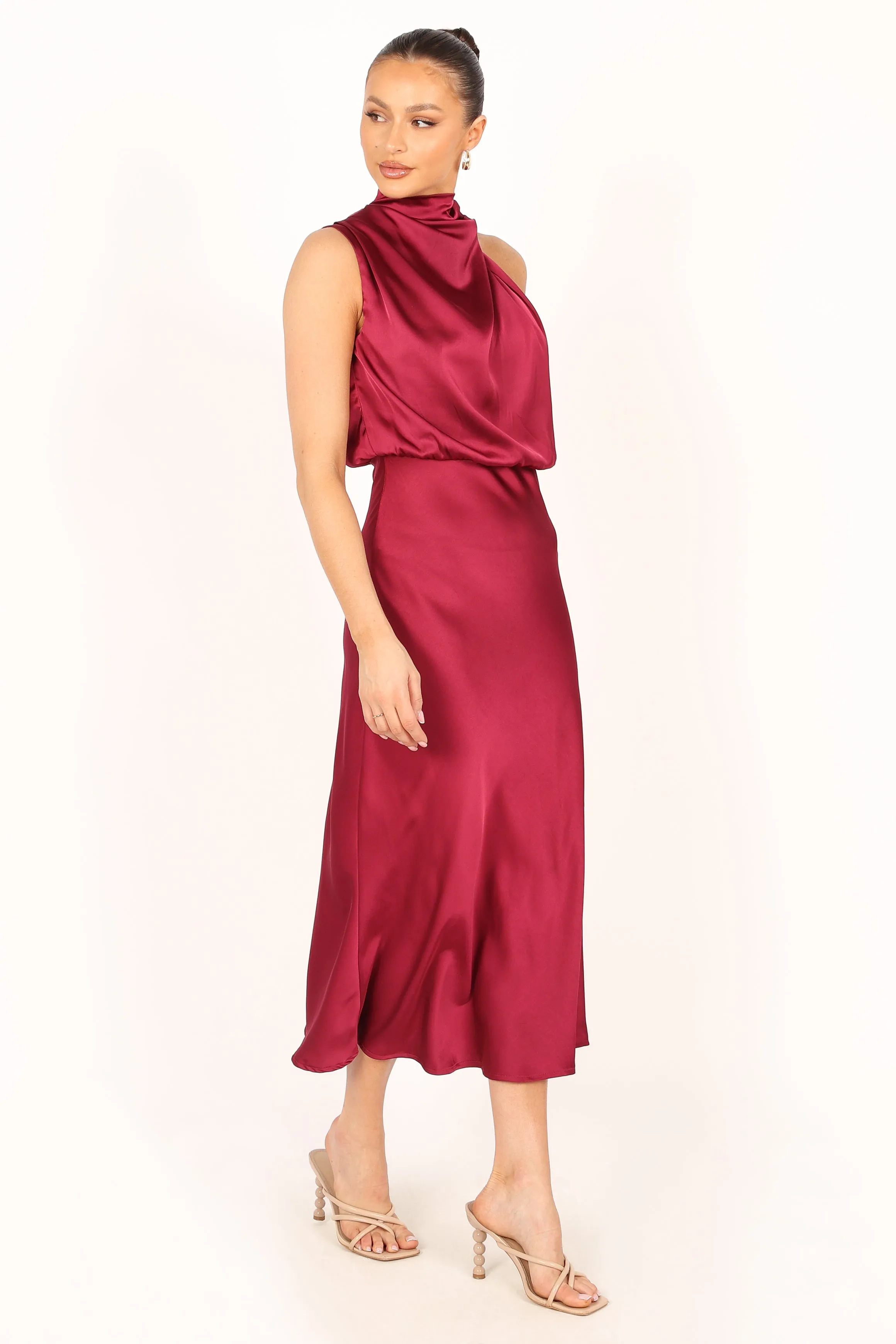 Anabelle Halter Neck Midi Dress - Berry sold by Petal & Pup product image thumbnail 5