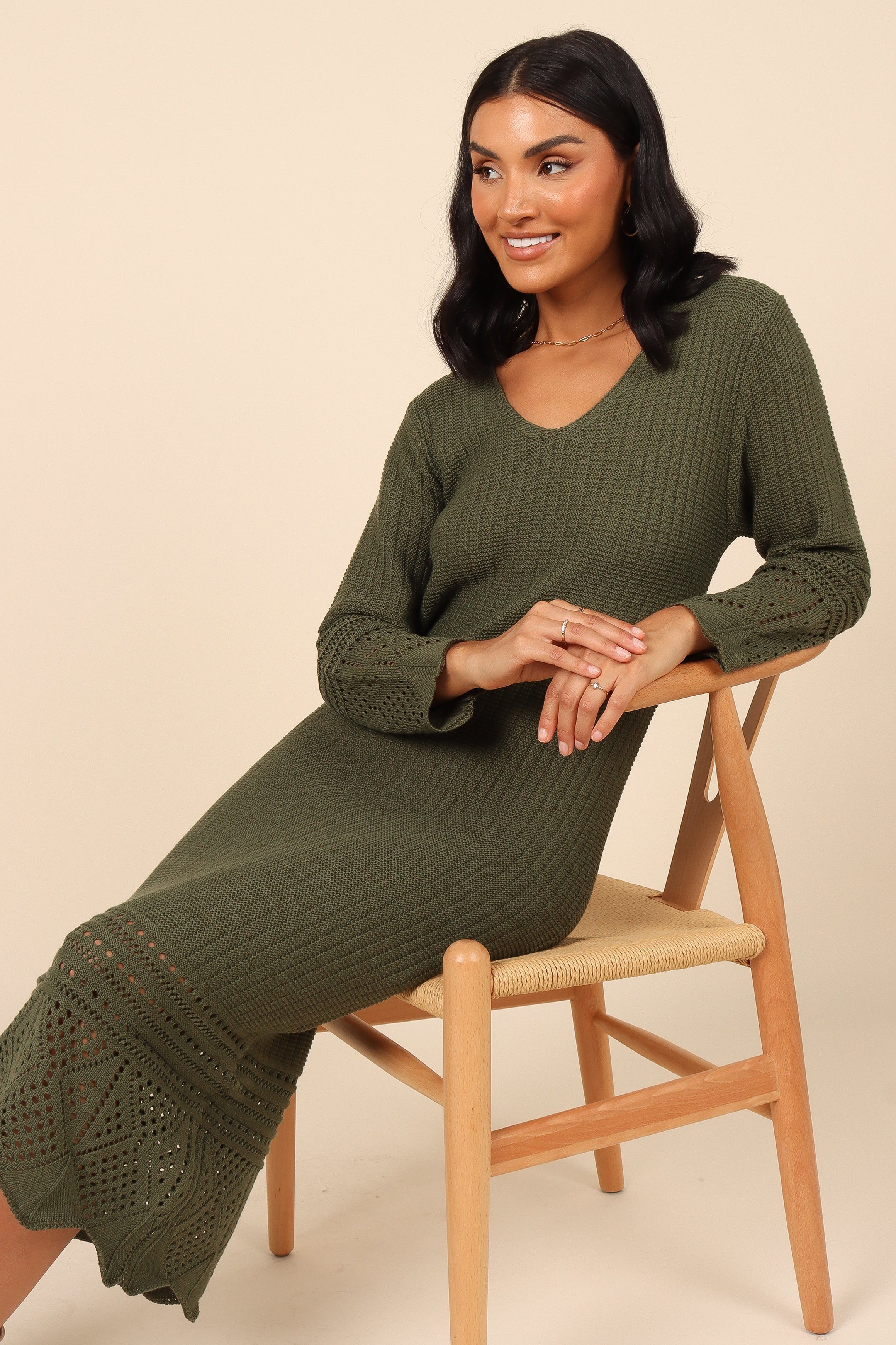 Maggie Crochet Midi Dress - Emerald sold by Petal & Pup