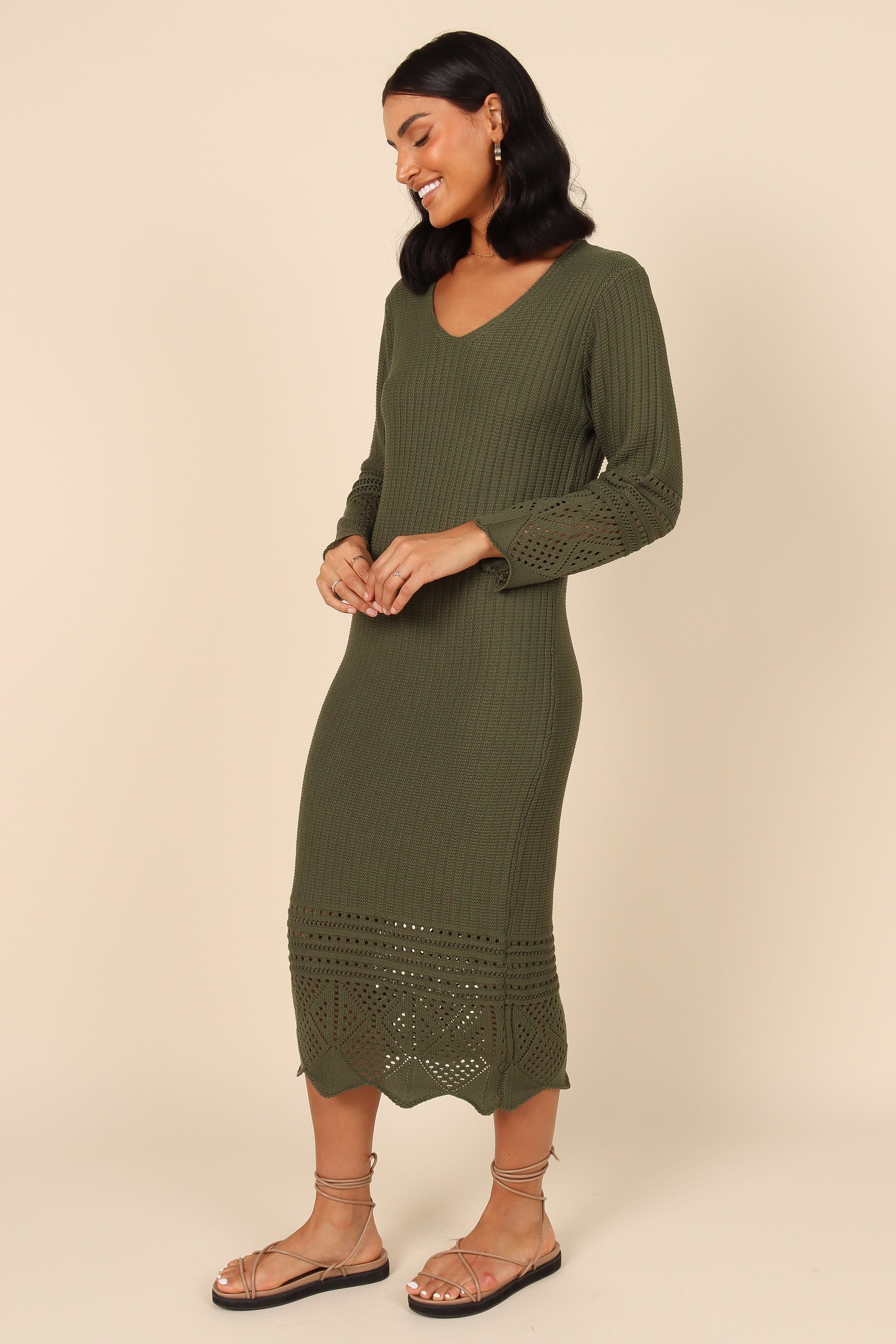 Maggie Crochet Midi Dress - Emerald sold by Petal & Pup product image thumbnail 4