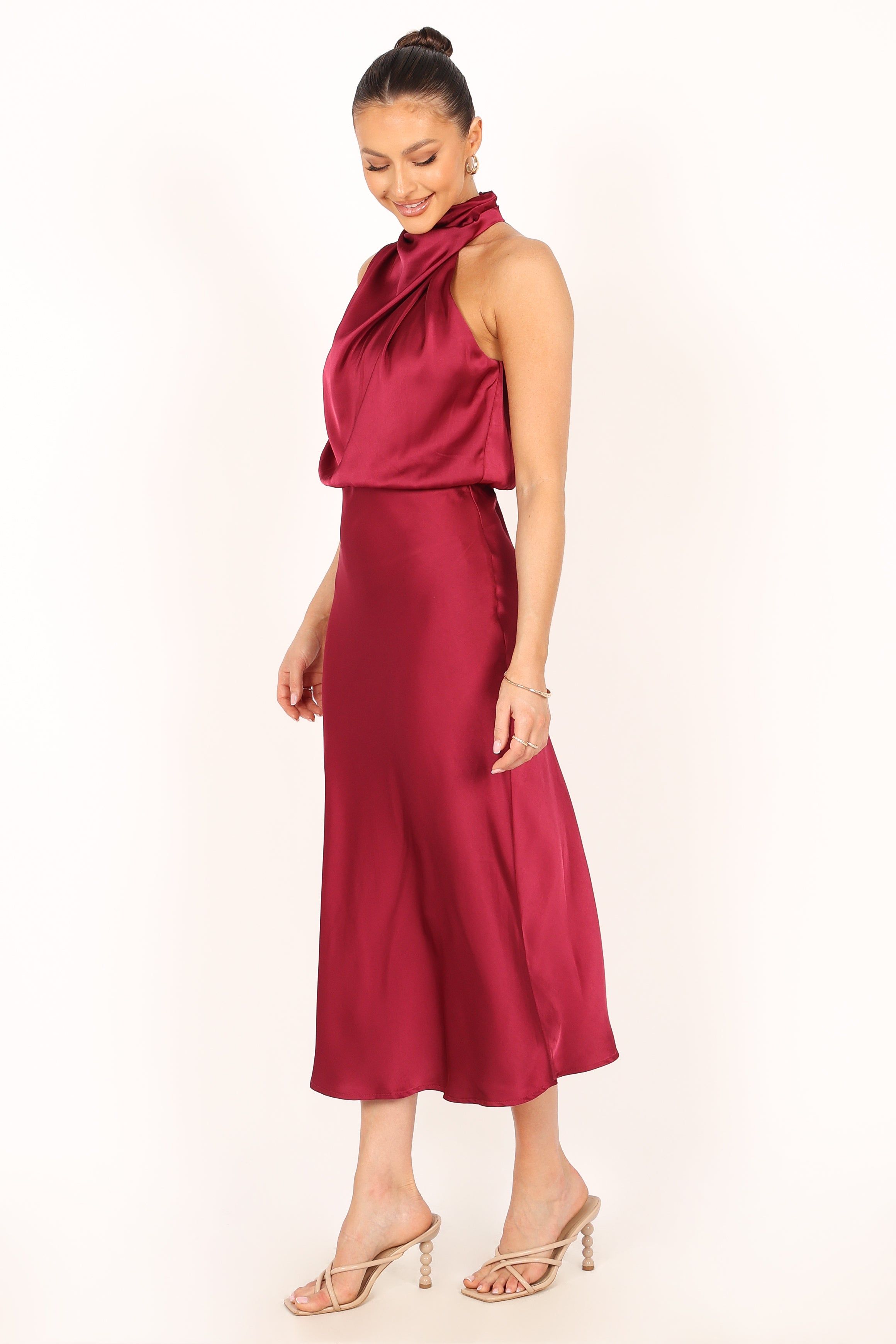 Anabelle Halter Neck Maxi Dress - Berry sold by Petal & Pup product image thumbnail 8