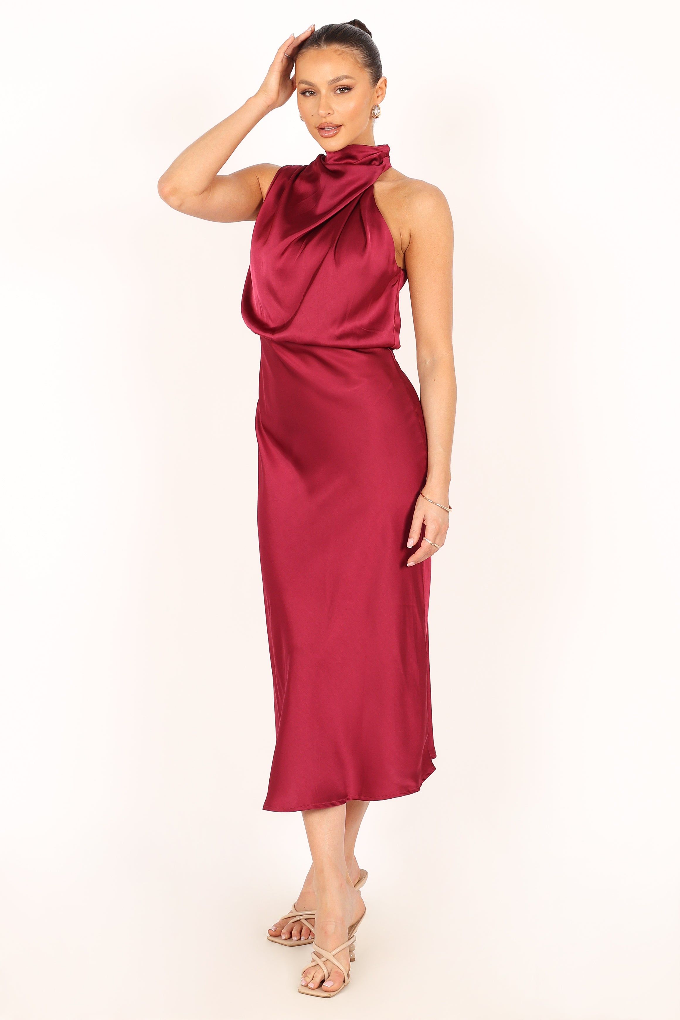 Anabelle Halter Neck Maxi Dress - Berry sold by Petal & Pup product image thumbnail 10