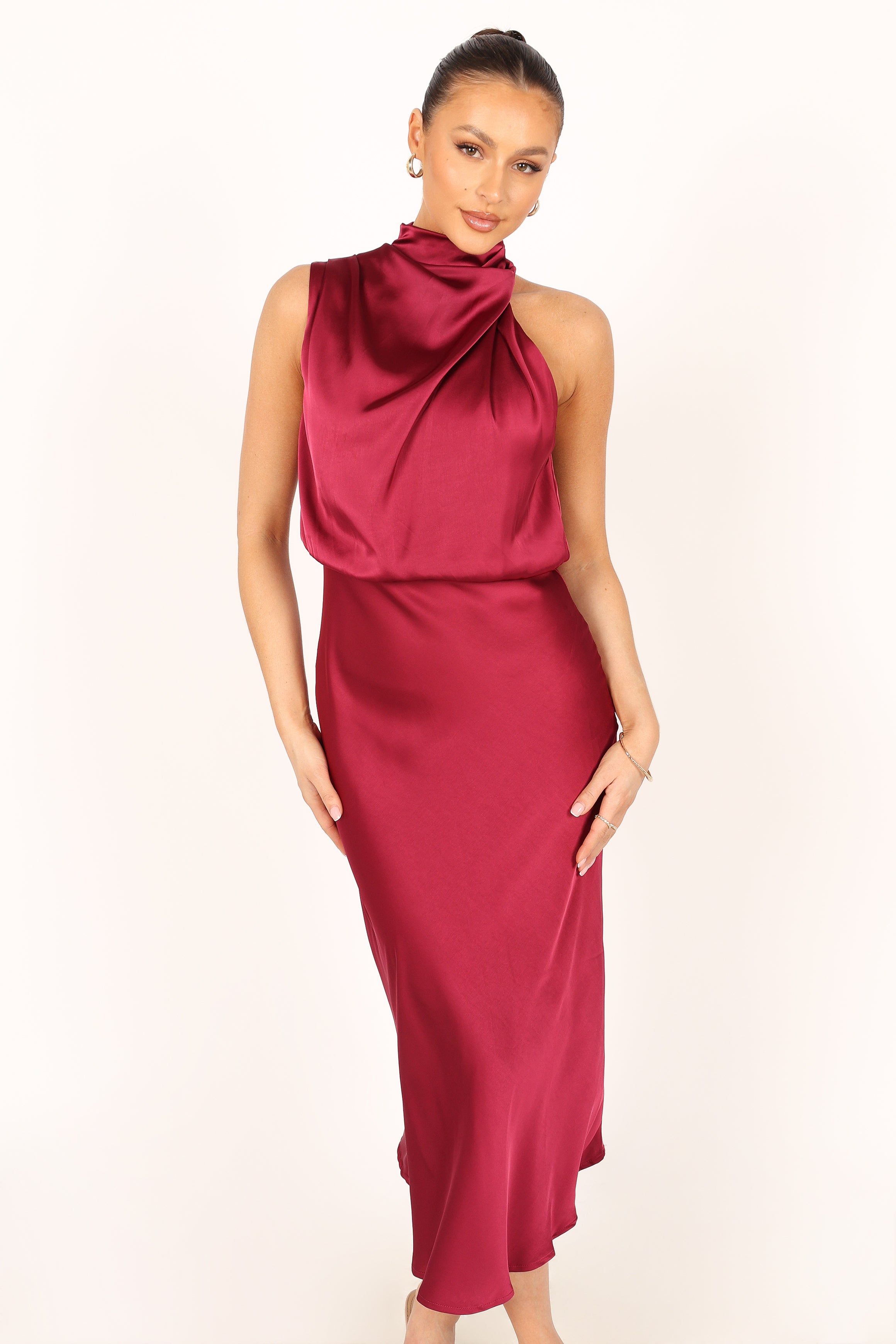 Anabelle Halter Neck Maxi Dress - Berry sold by Petal & Pup product image thumbnail 9