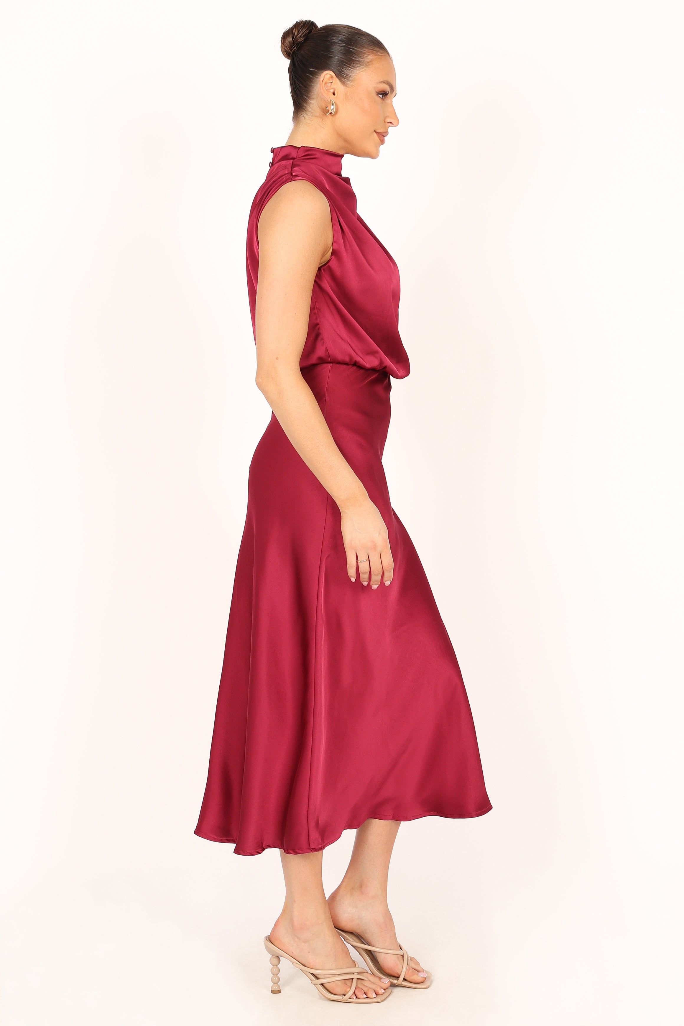 Anabelle Halter Neck Maxi Dress - Berry sold by Petal & Pup product image thumbnail 4