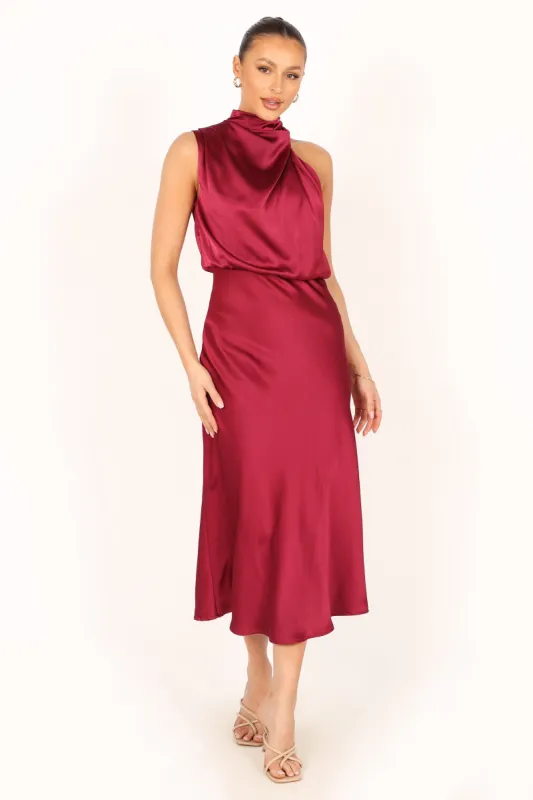 Anabelle Halter Neck Midi Dress - Berry sold by Petal & Pup