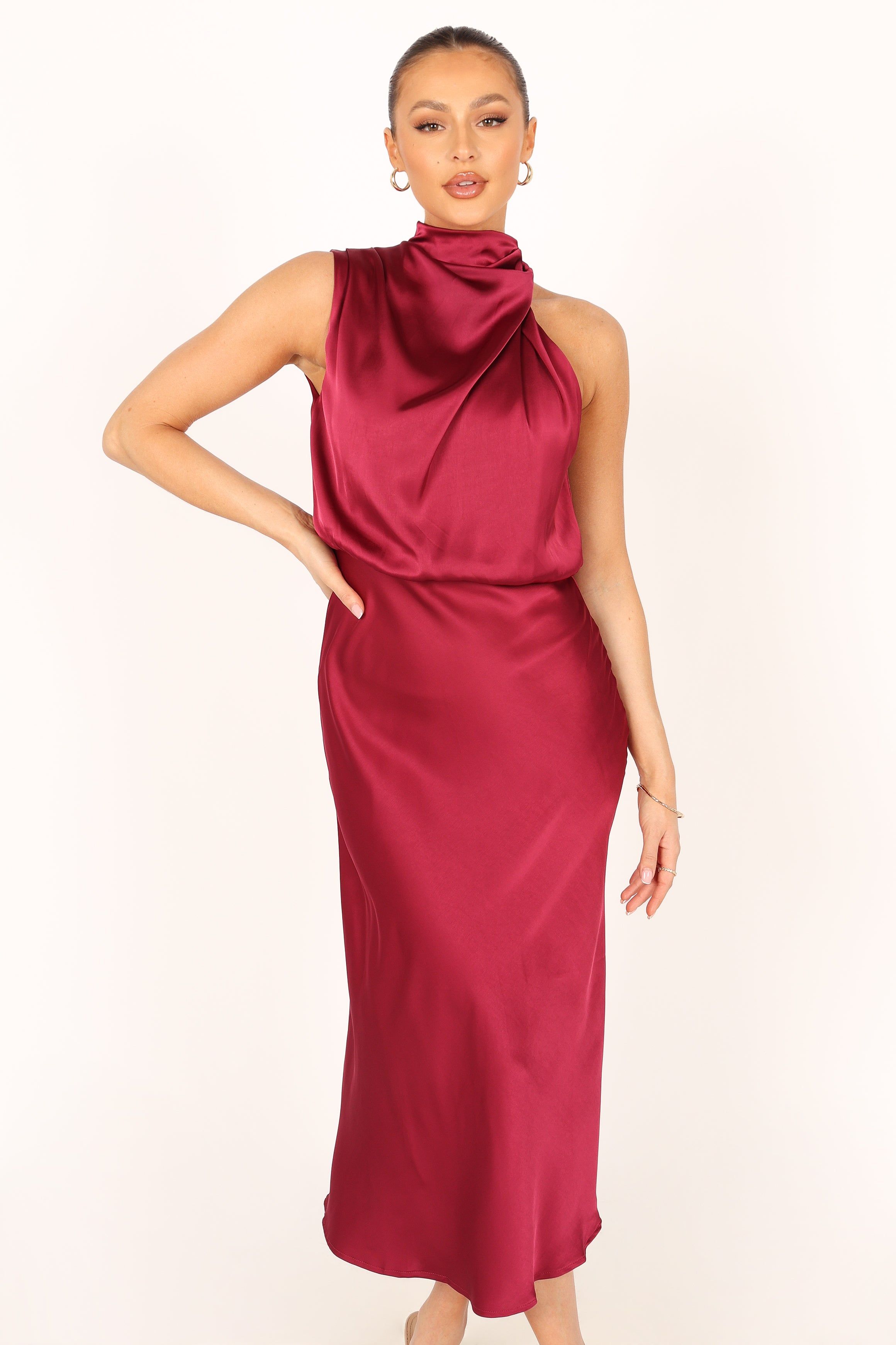 Anabelle Halter Neck Maxi Dress - Berry sold by Petal & Pup product image thumbnail 11
