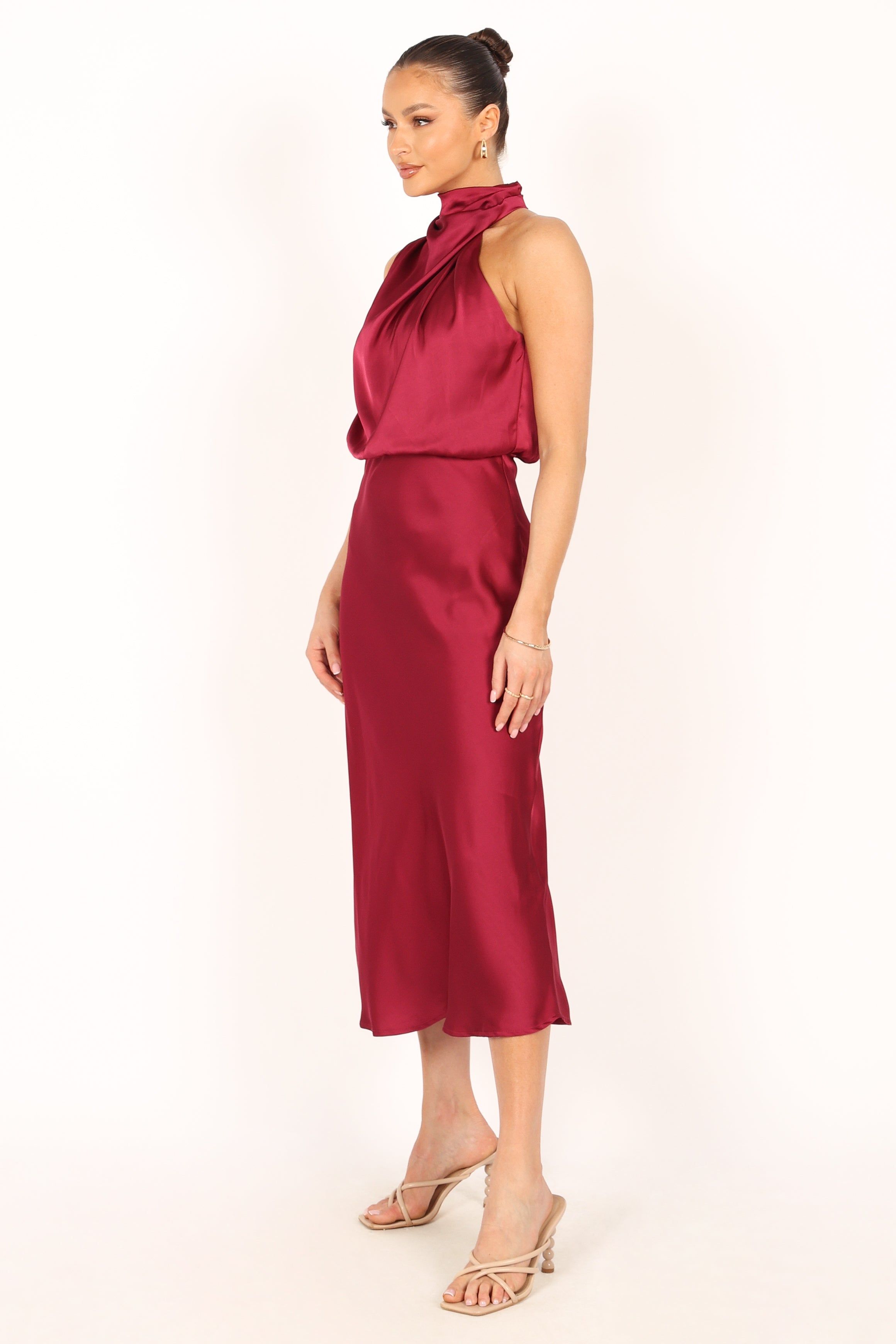 Anabelle Halter Neck Maxi Dress - Berry sold by Petal & Pup product image thumbnail 7