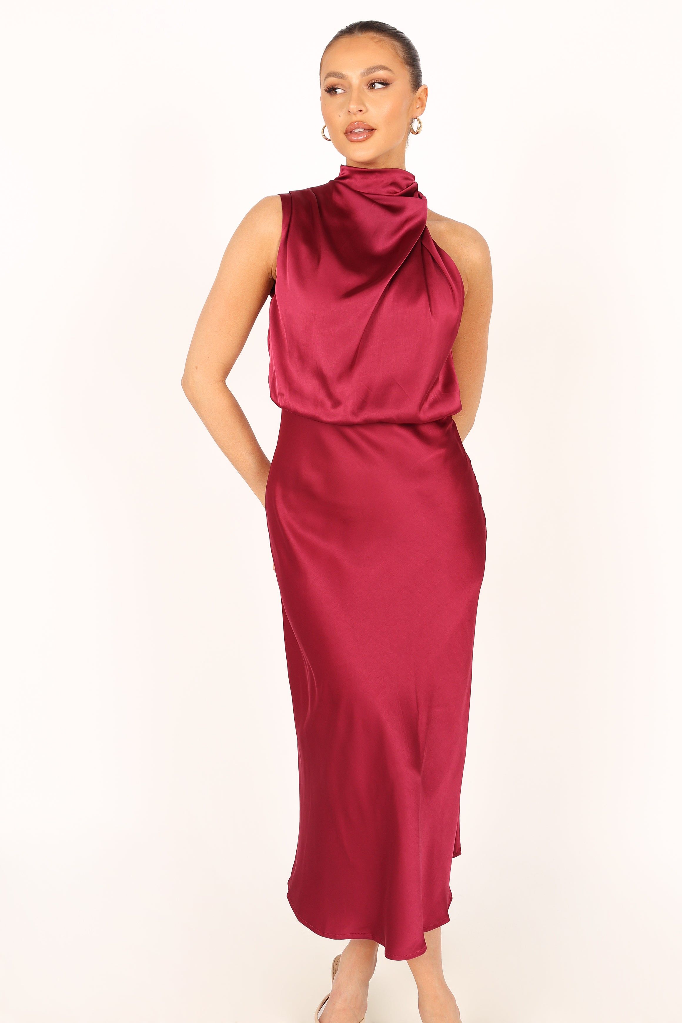 Anabelle Halter Neck Maxi Dress - Berry sold by Petal & Pup product image thumbnail 13
