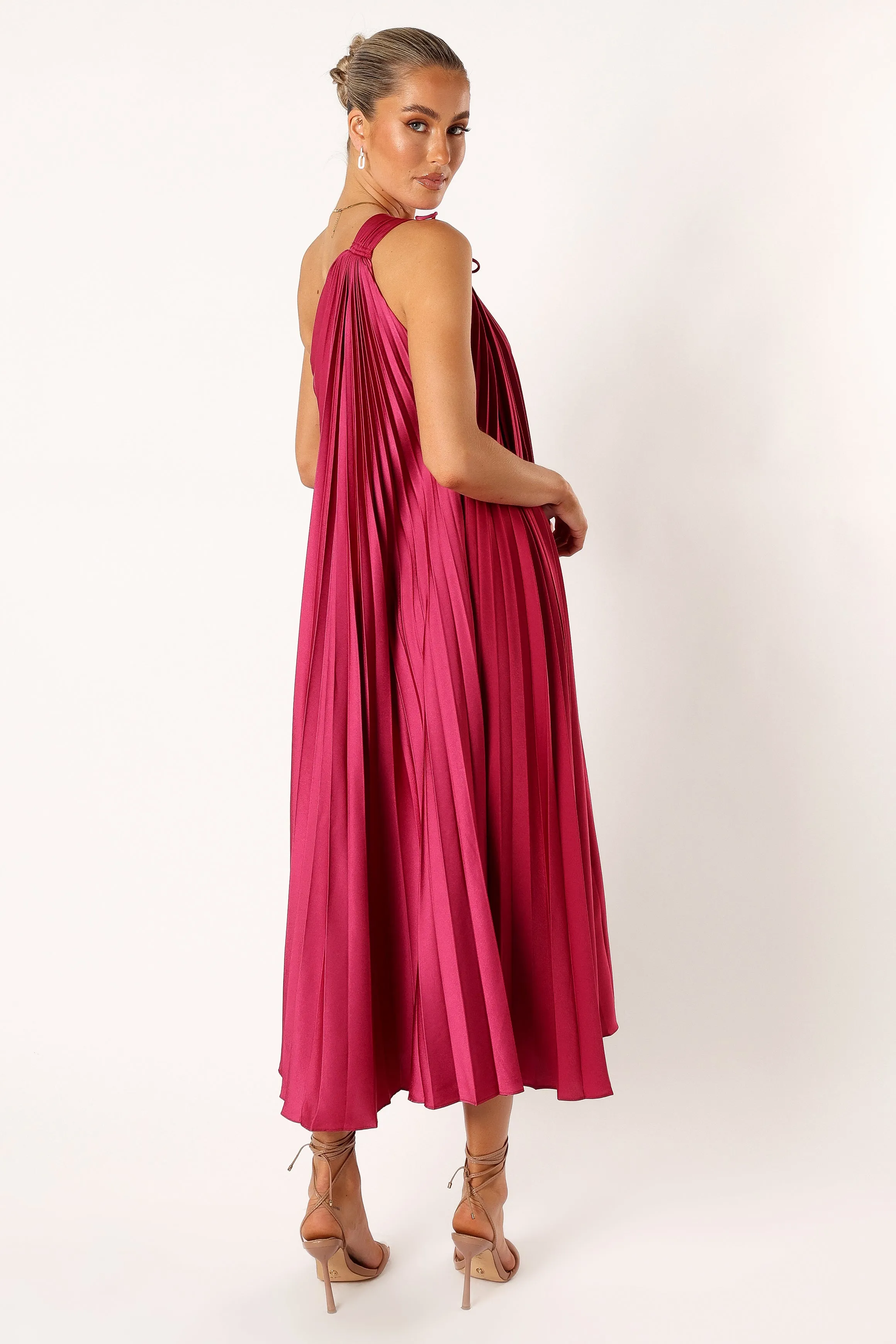 Selena One Shoulder Midi Dress - Viva Magenta sold by Petal & Pup product image thumbnail 5