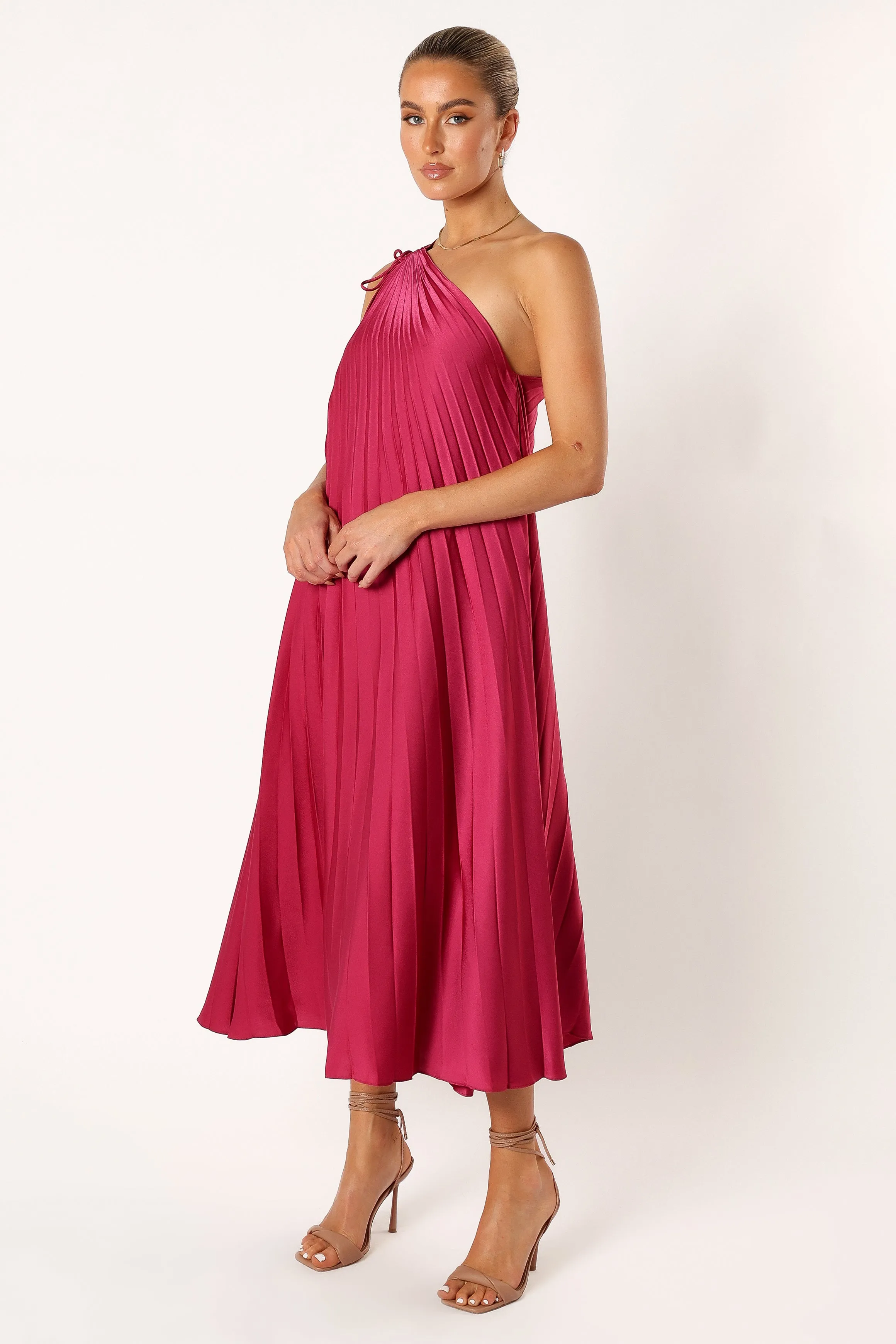 Selena One Shoulder Midi Dress - Viva Magenta sold by Petal & Pup product image thumbnail 3