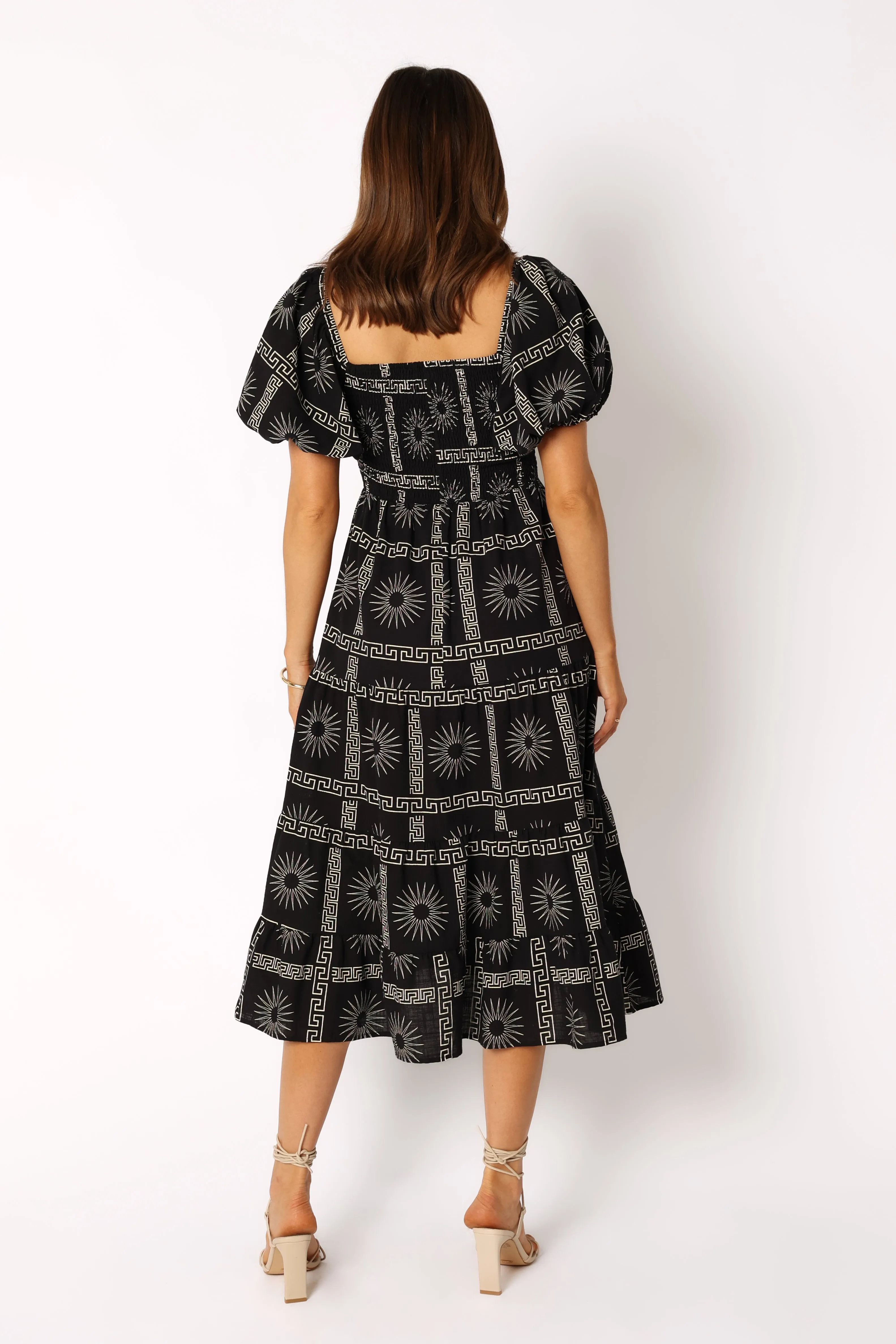 Soliel Puff Sleeve Midi Dress - Black Tan sold by Petal & Pup product image thumbnail 5
