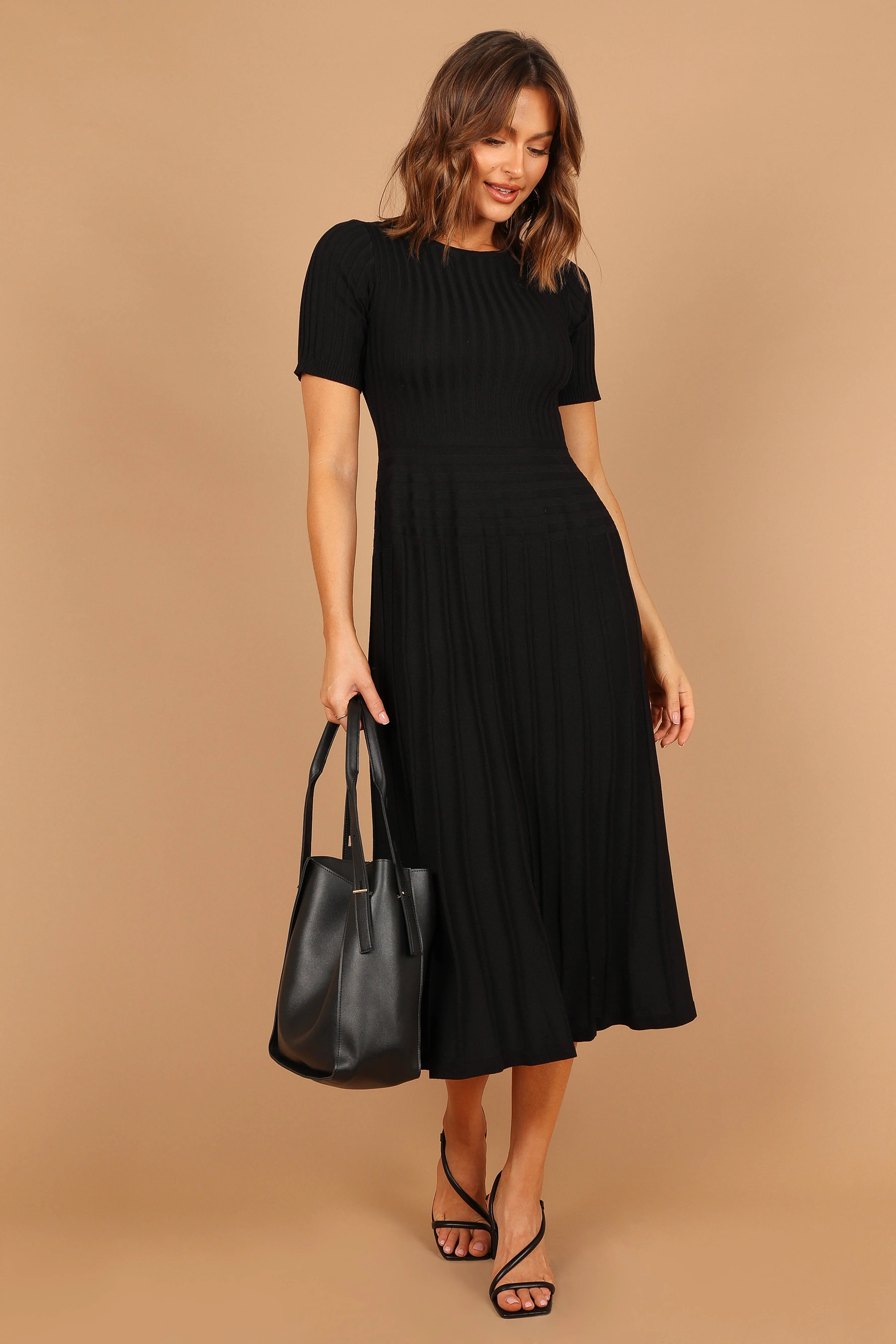 Audrina Knit Midi Dress - Black sold by Petal & Pup