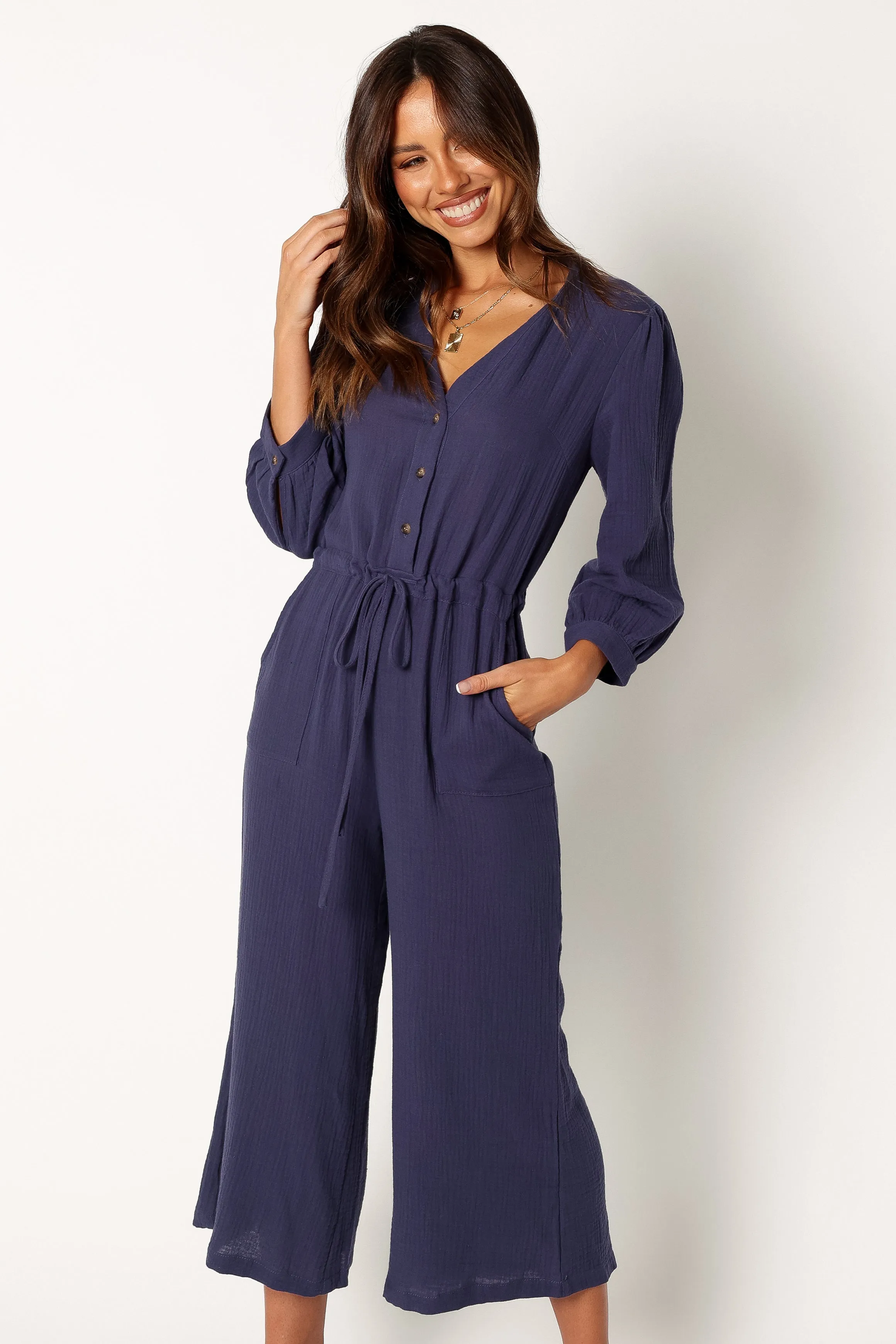 Roberta Jumpsuit - Navy sold by Petal & Pup