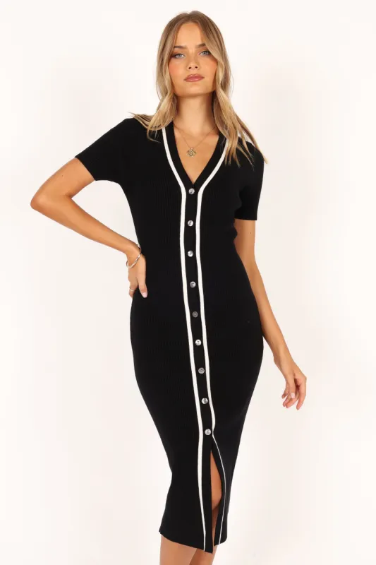 Maxima Midi Dress - Black sold by Petal & Pup