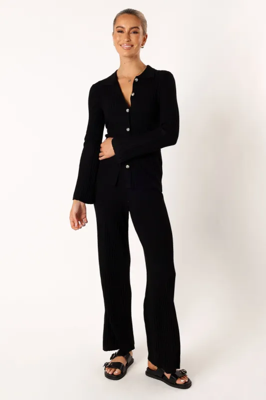 Aylia Ribbed Knit Set - Black sold by Petal & Pup