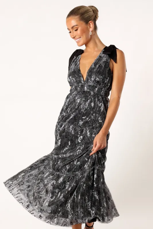 Coco Midi Dress - Black Silver sold by Petal & Pup