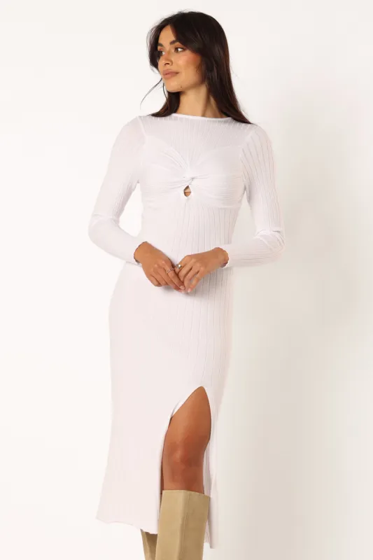 Zayla Long Sleeve Midi Dress - Cream sold by Petal & Pup