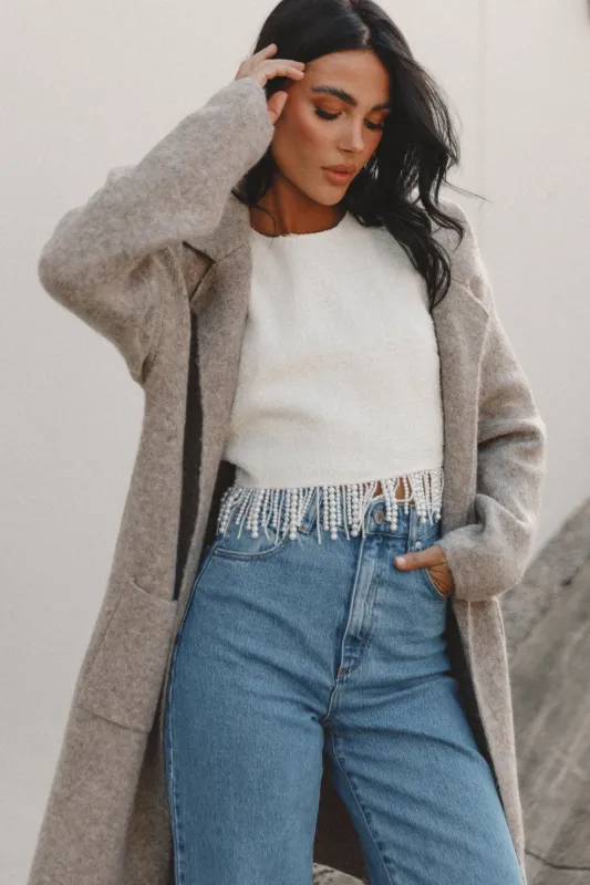 Skylar Open Front Coatigan - Taupe sold by Petal & Pup