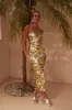 Gabourne Strapless Midi Dress - Gold Sequin sold by Petal & Pup