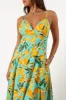 Emery Lemon Print Midi Dress - Sky Lemon sold by Petal & Pup