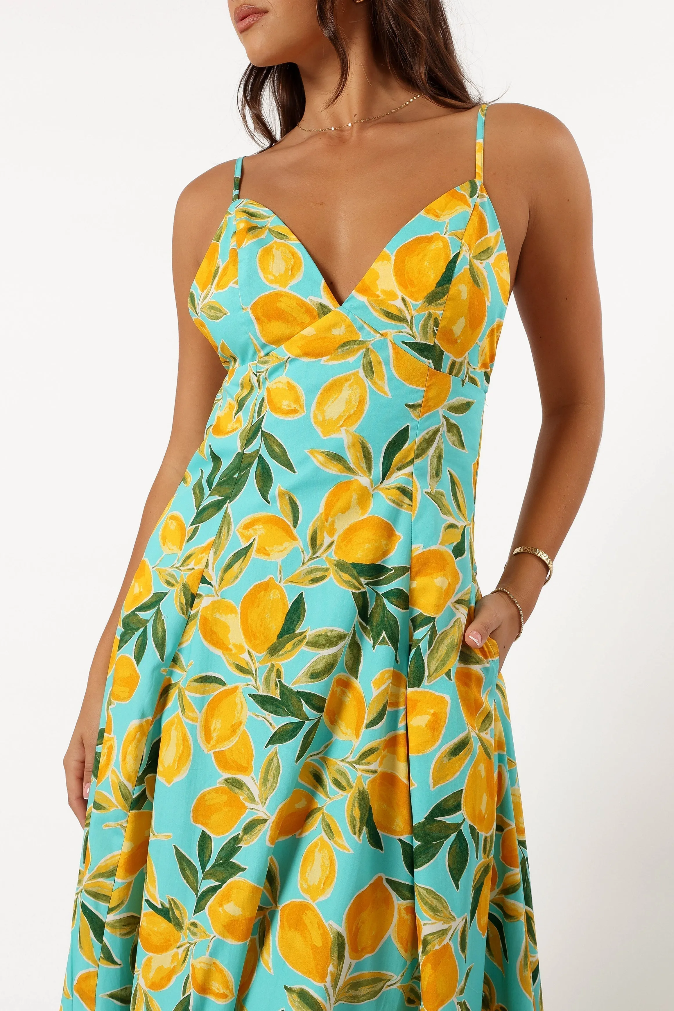 Emery Lemon Print Midi Dress - Sky Lemon sold by Petal & Pup product image thumbnail 4
