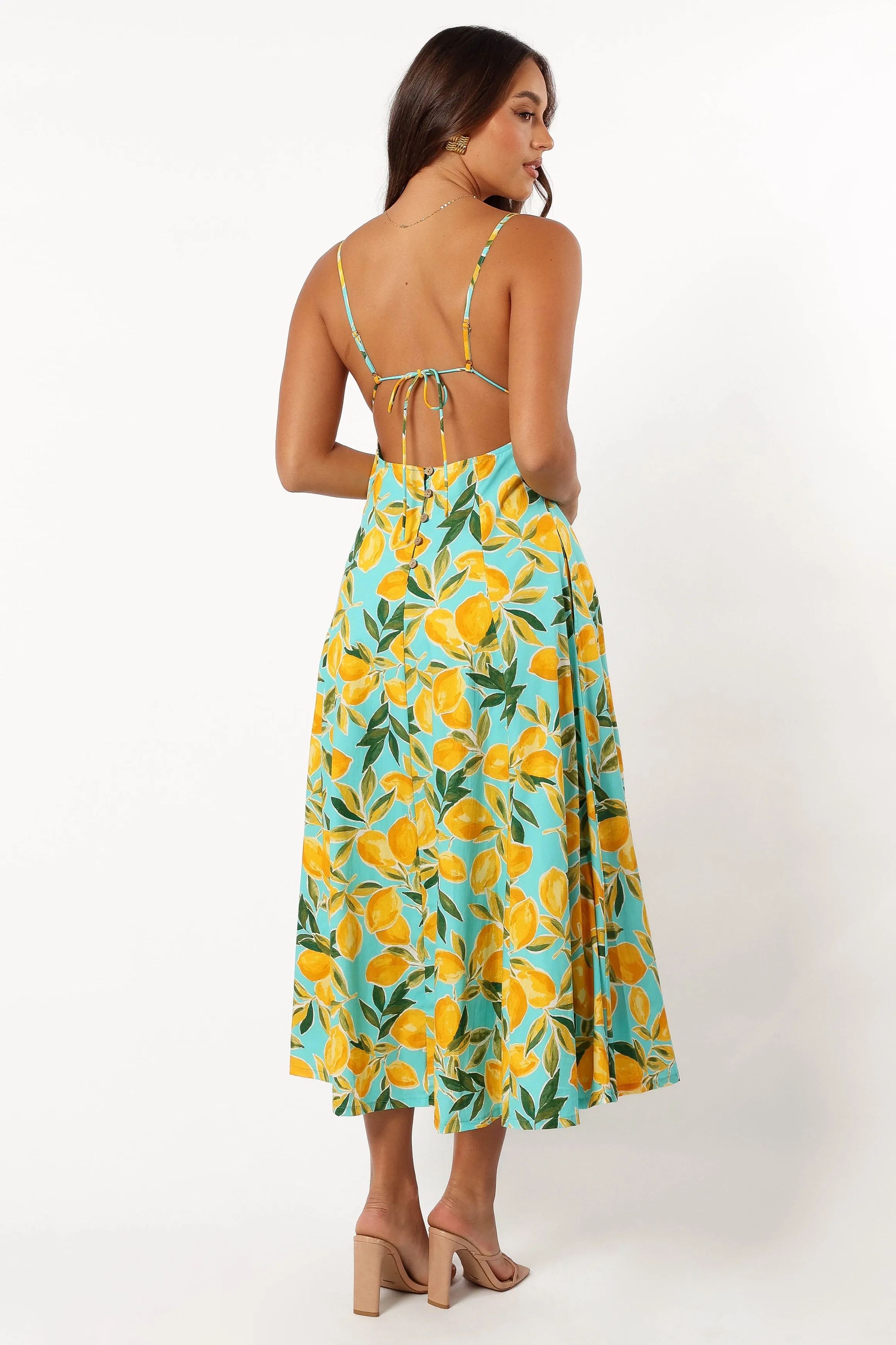 Emery Lemon Print Midi Dress - Sky Lemon sold by Petal & Pup product image thumbnail 2