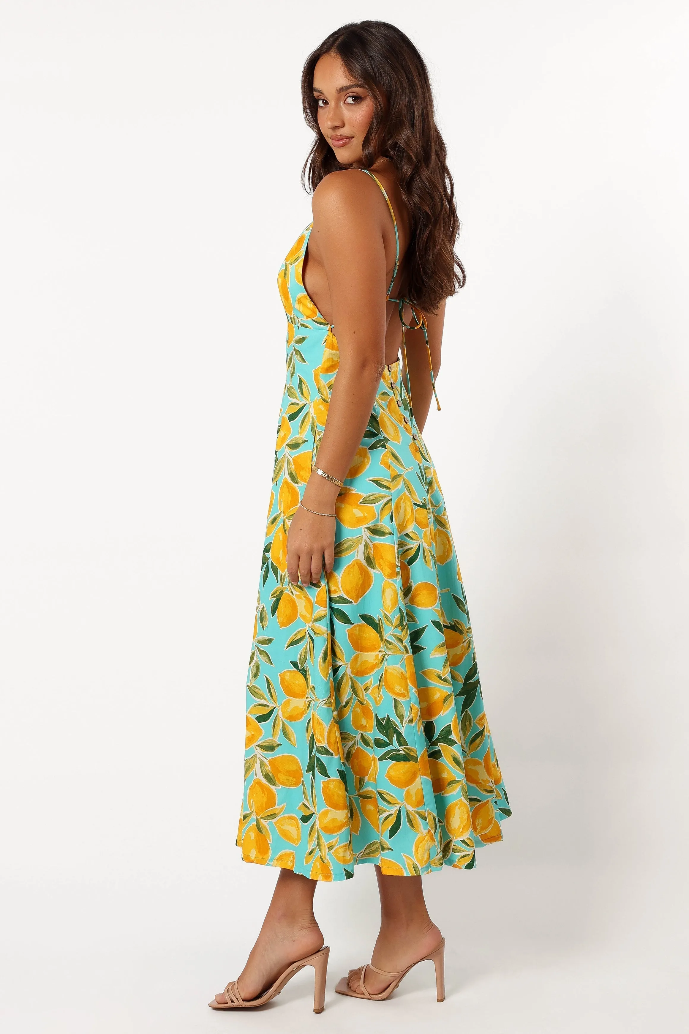 Emery Lemon Print Midi Dress - Sky Lemon sold by Petal & Pup product image thumbnail 5