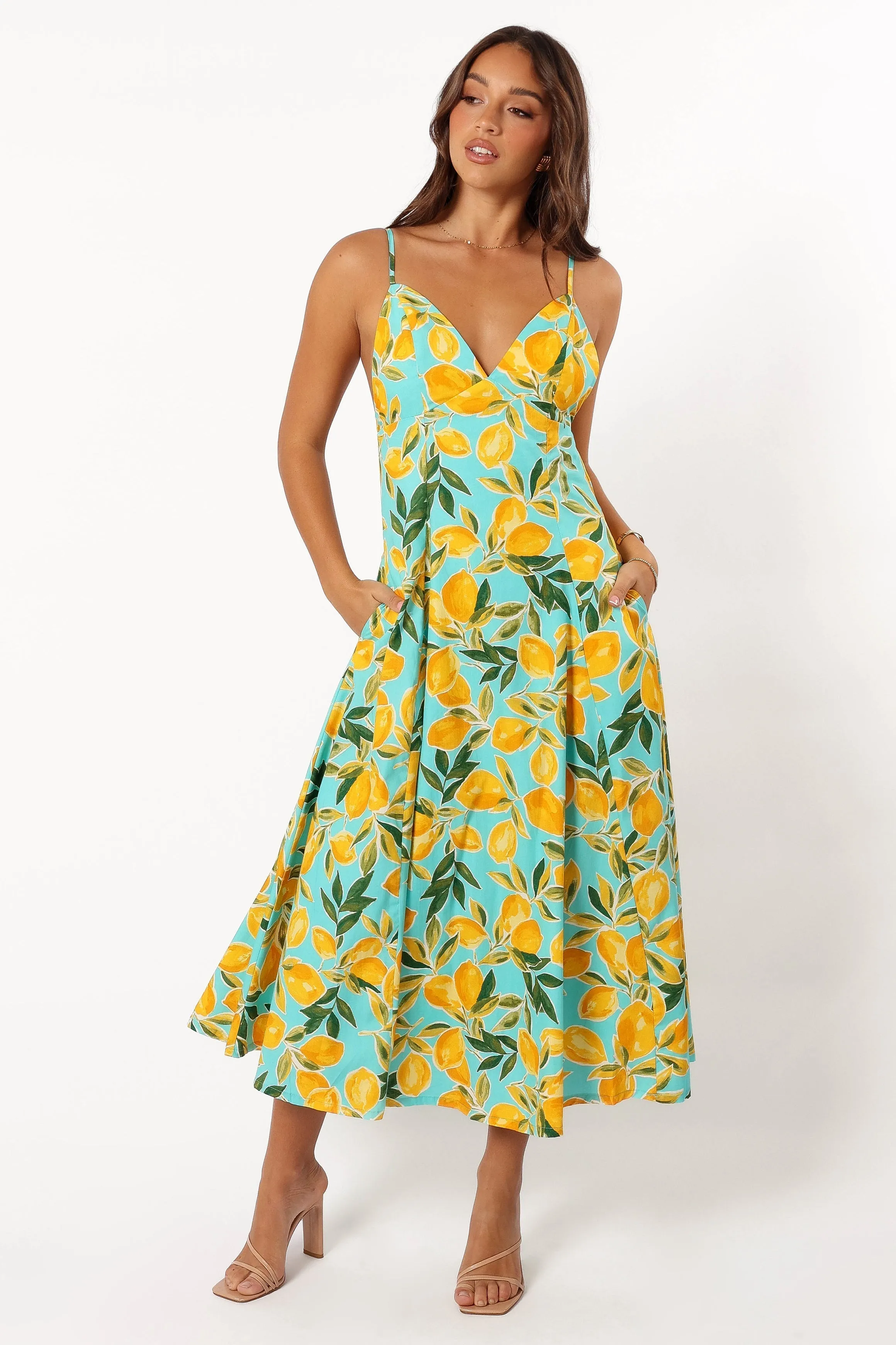 Emery Lemon Print Midi Dress - Sky Lemon sold by Petal & Pup product image thumbnail 3