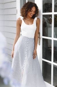Kenny Midi Skirt - Blue Stripe sold by Petal & Pup