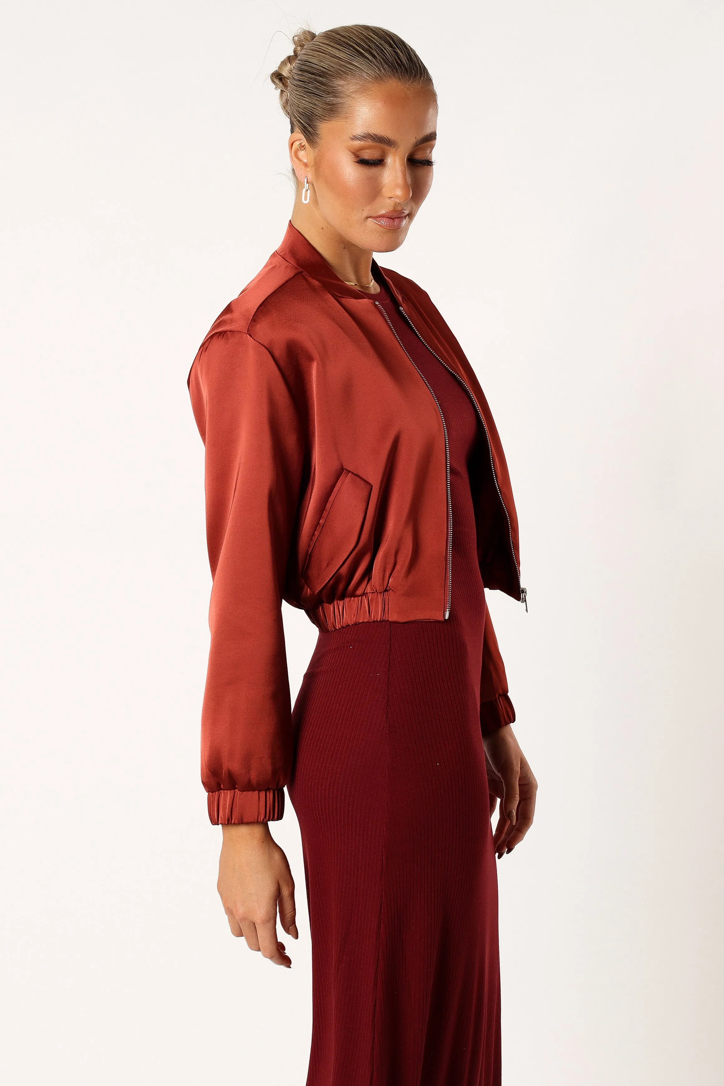 Kyra Bomber Jacket - Wine sold by Petal & Pup product image thumbnail 4