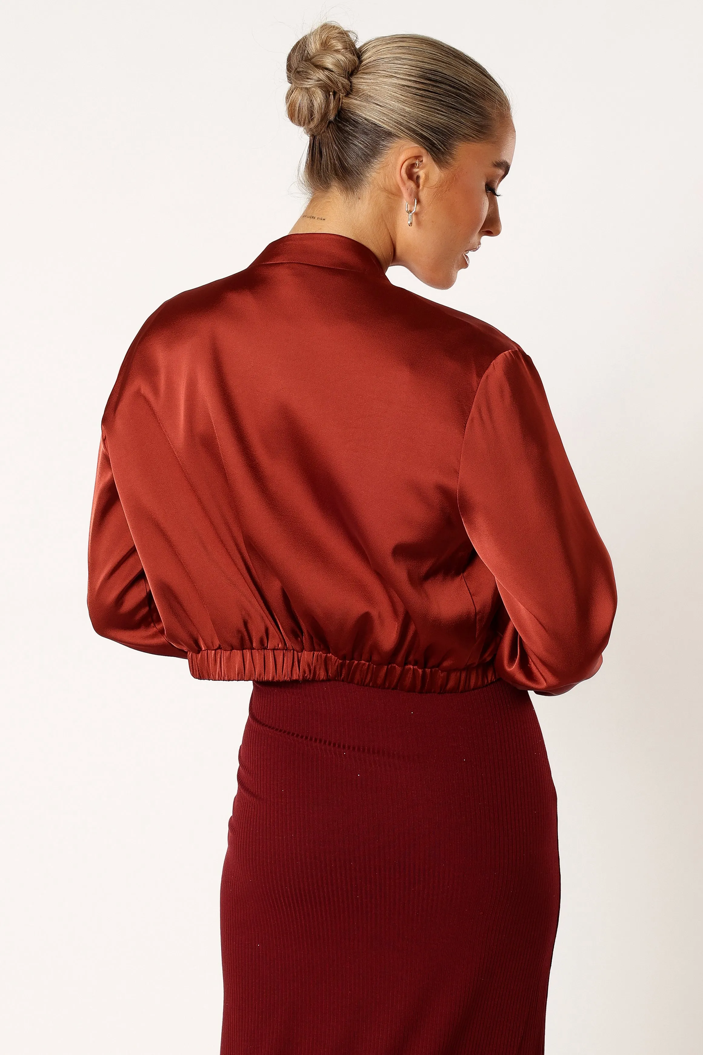 Kyra Bomber Jacket - Wine sold by Petal & Pup product image thumbnail 5