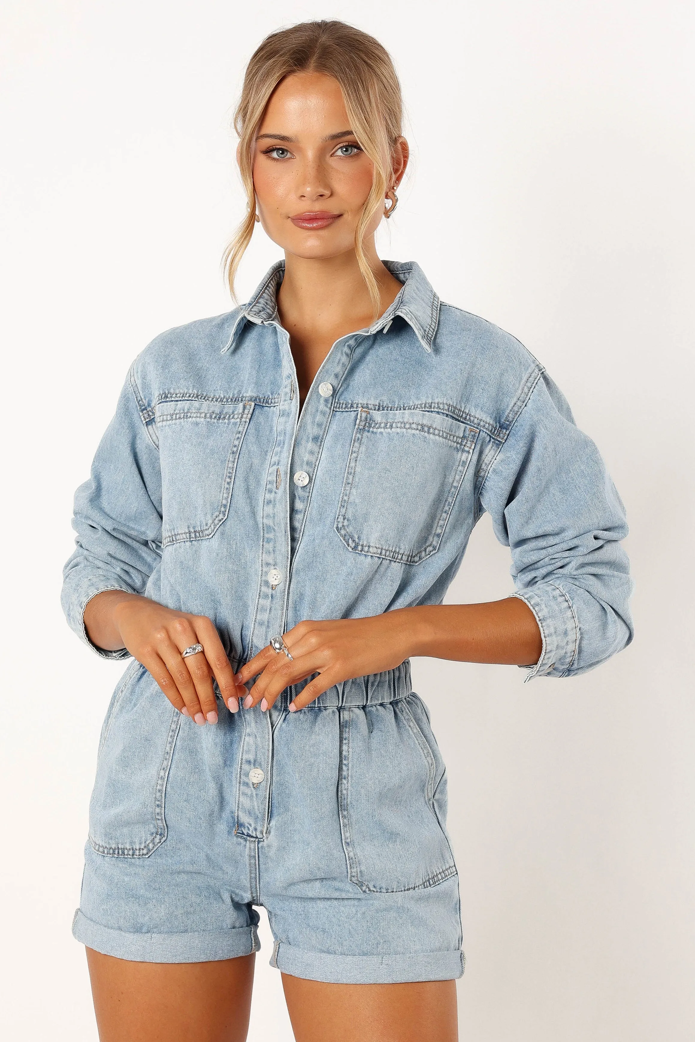 Danielle Romper - Medium Denim sold by Petal & Pup product image thumbnail 4