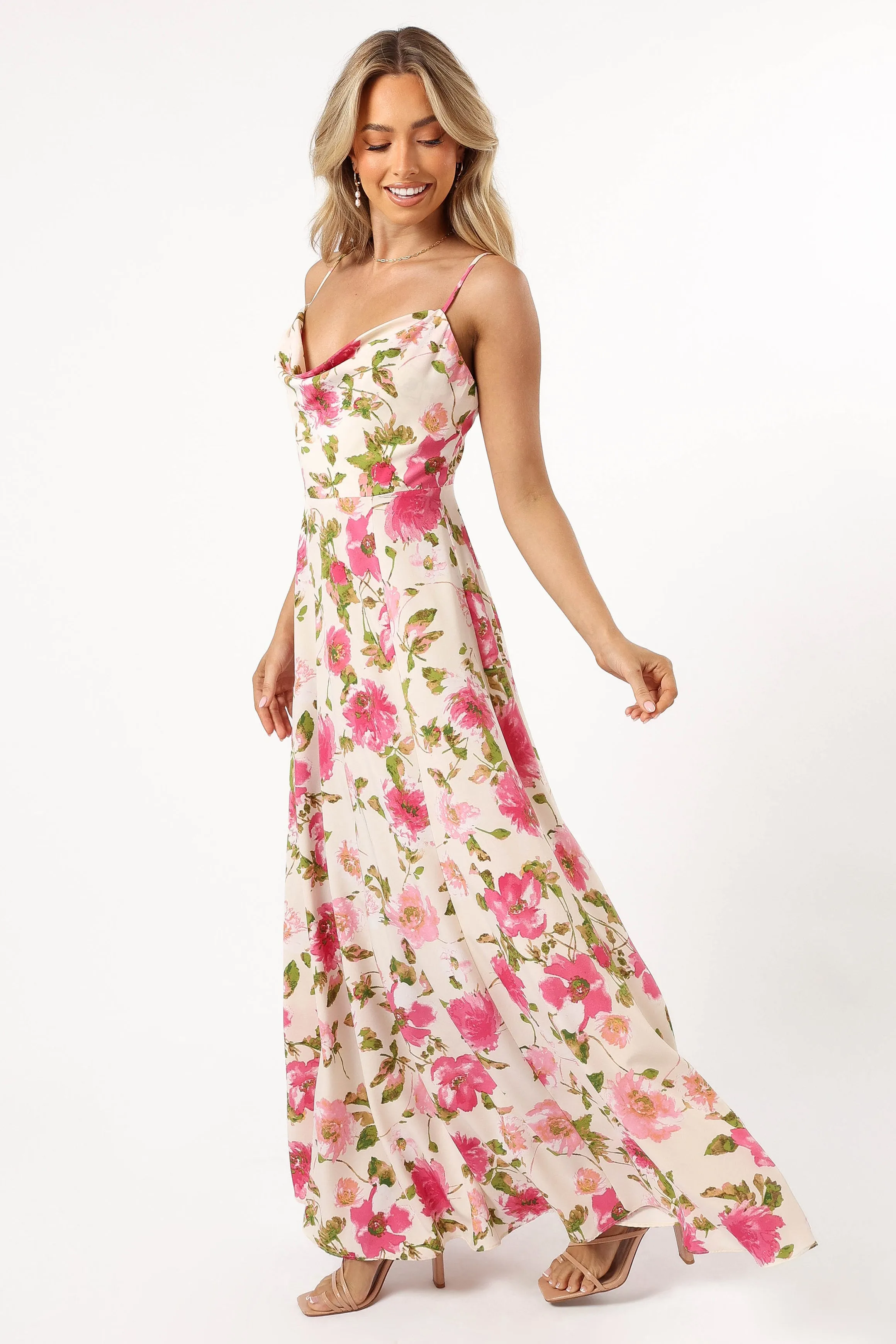 Violetta Cowl Neck Maxi Dress - Ivory Pink sold by Petal & Pup product image thumbnail 5