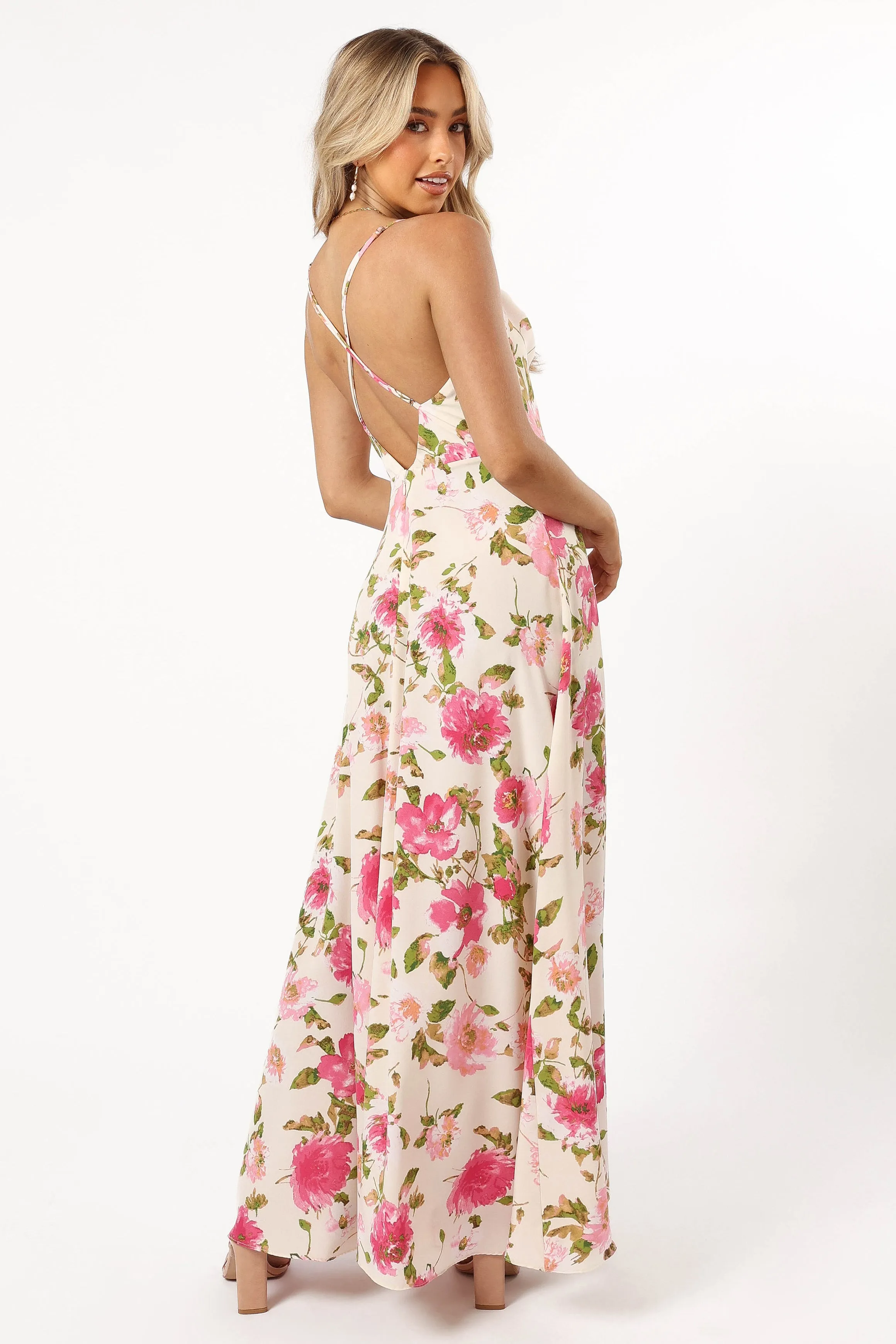 Violetta Cowl Neck Maxi Dress - Ivory Pink sold by Petal & Pup product image thumbnail 3