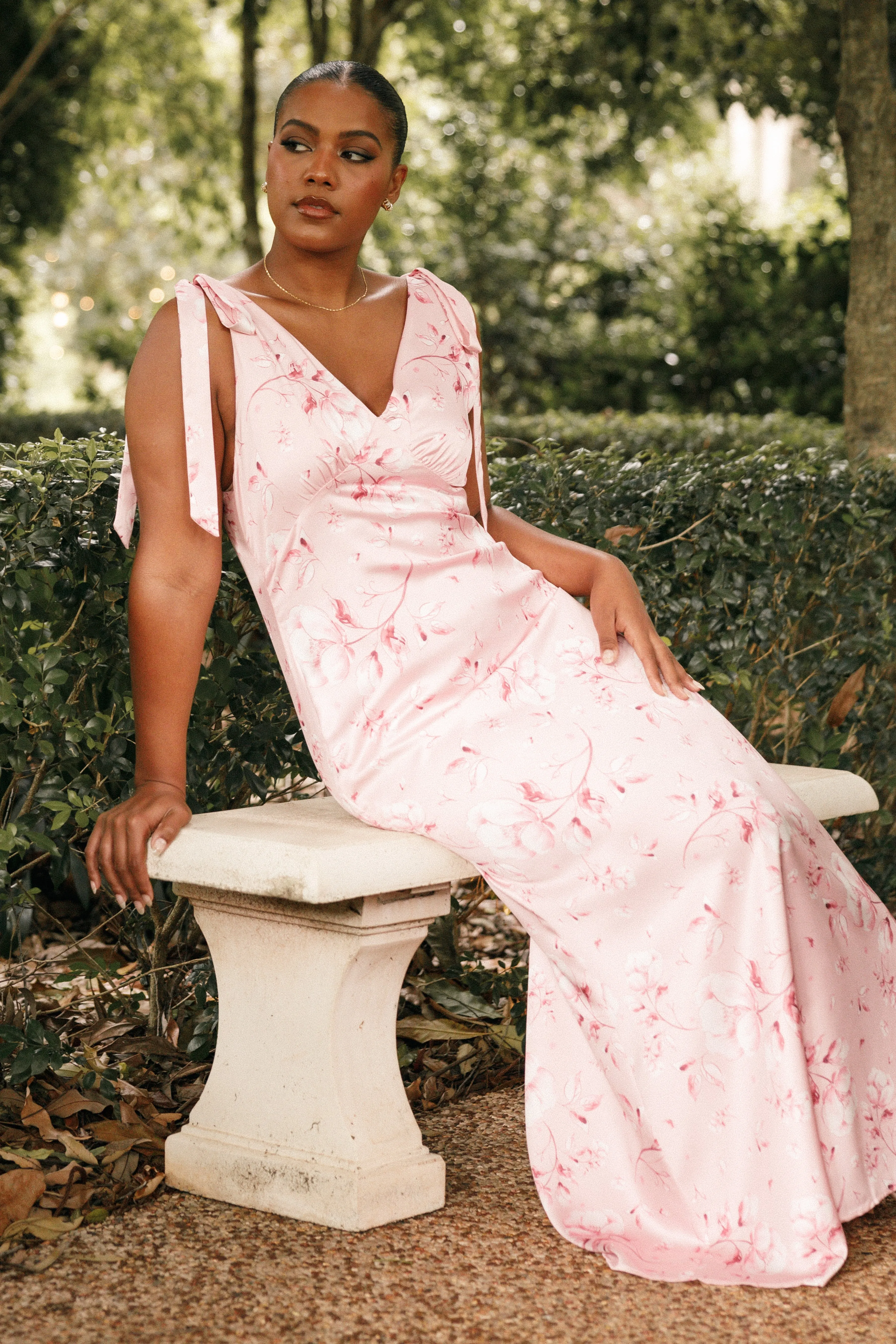 Xavier Bow Shoulder Maxi Dress - Pink Floral sold by Petal & Pup