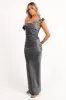 Selma Off Shoulder Maxi Dress - Steel Gray sold by Petal & Pup