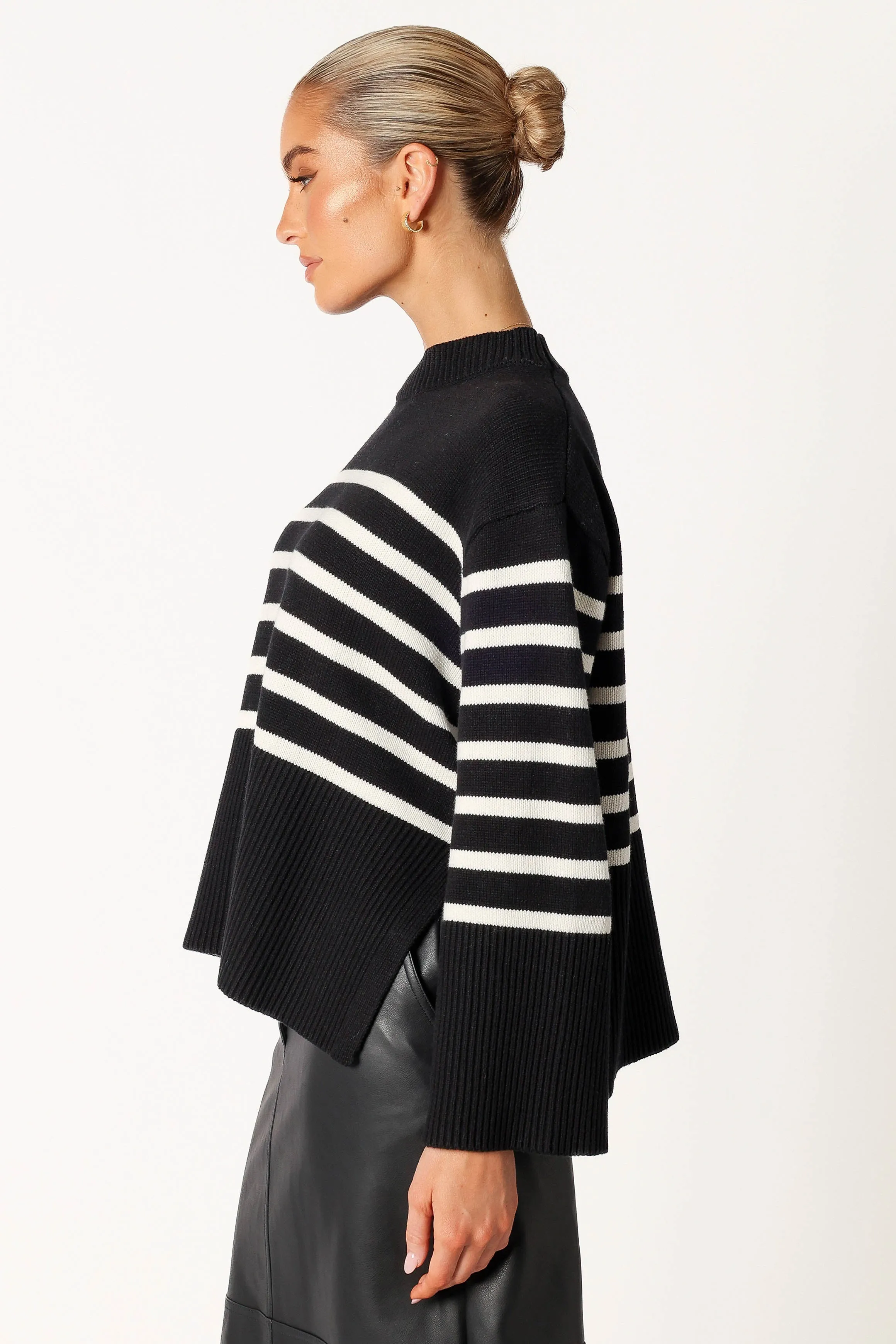 Avalynn Striped Knit Sweater - Black White sold by Petal & Pup product image thumbnail 2