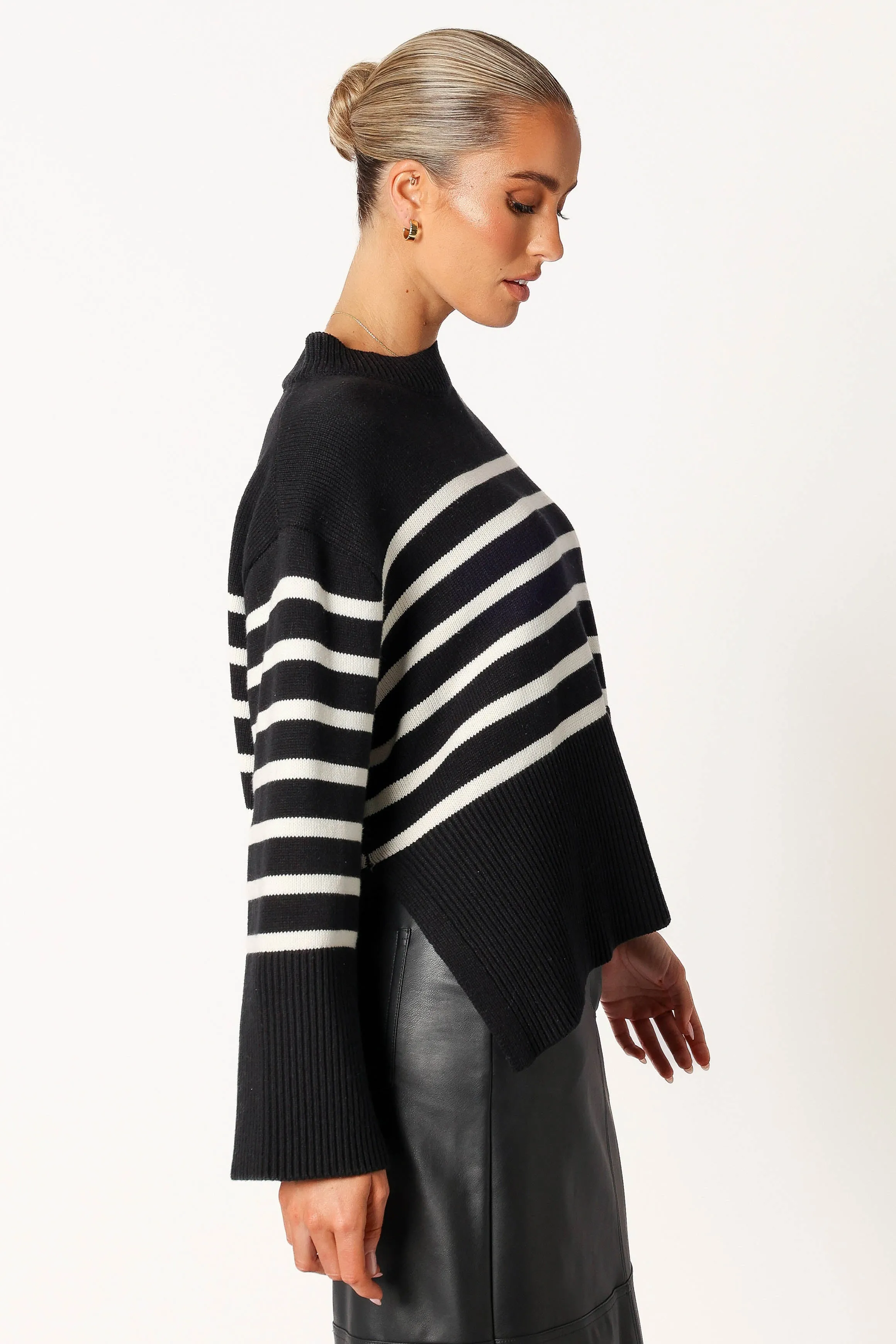 Avalynn Striped Knit Sweater - Black White sold by Petal & Pup product image thumbnail 4