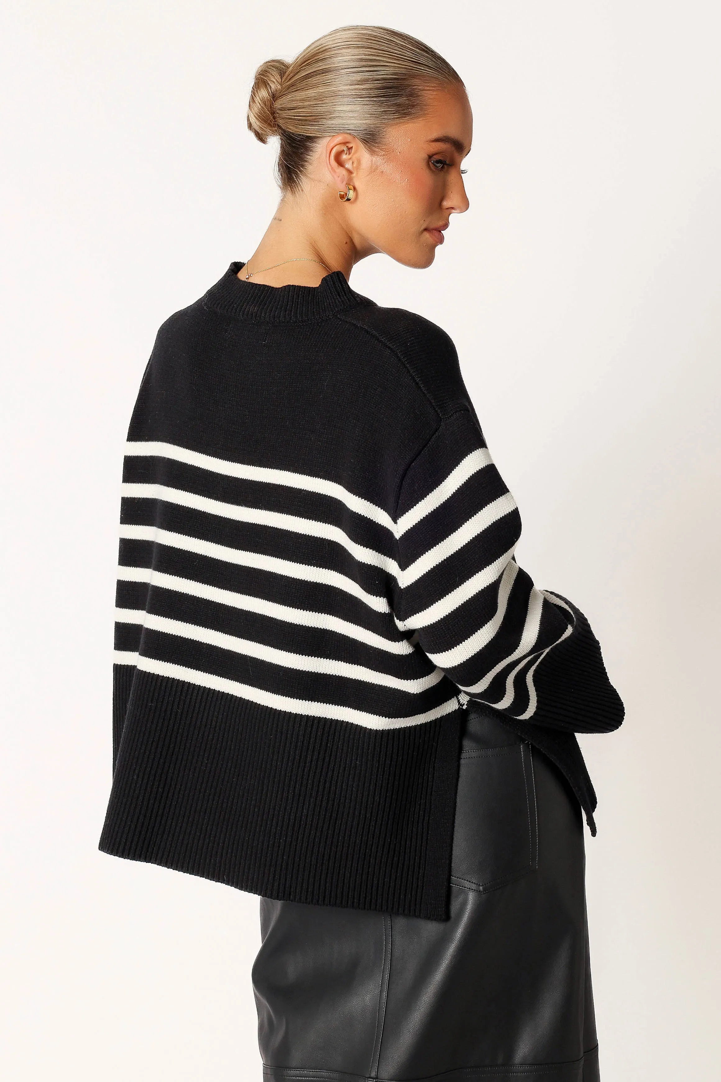 Avalynn Striped Knit Sweater - Black White sold by Petal & Pup product image thumbnail 3