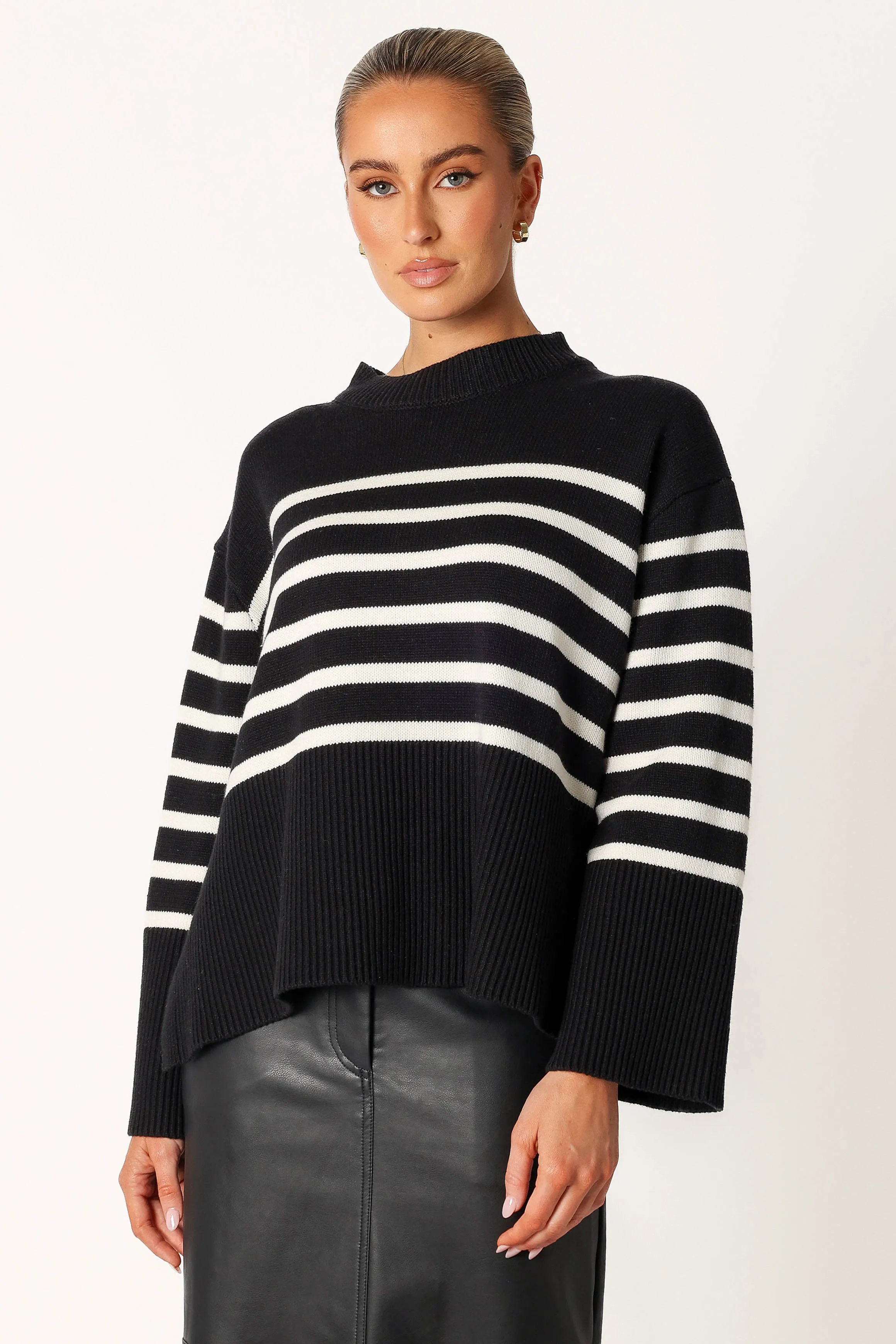 Avalynn Striped Knit Sweater - Black White sold by Petal & Pup product image thumbnail 5